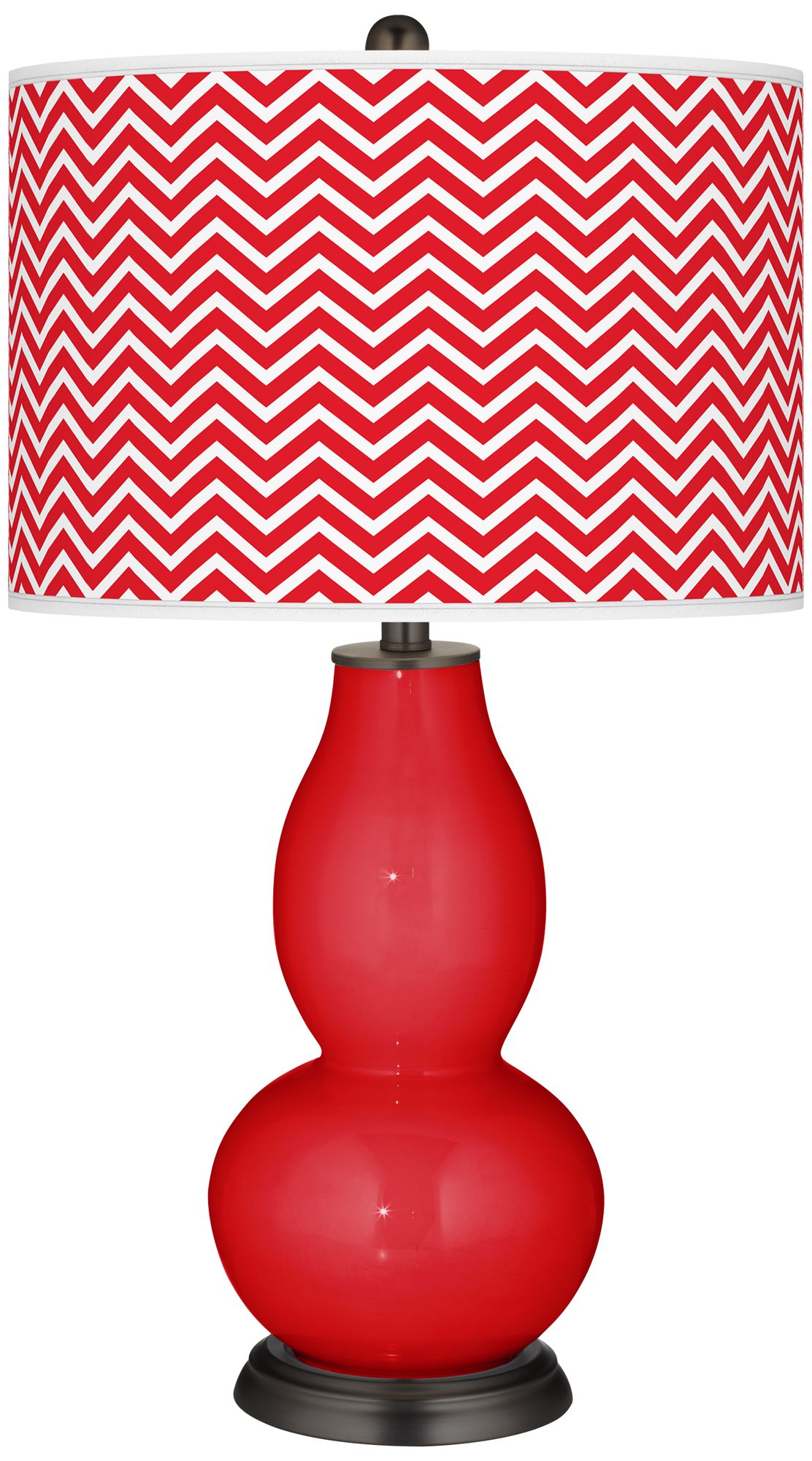 Bright Red Narrow Zig Zag Double Gourd Table Lamp