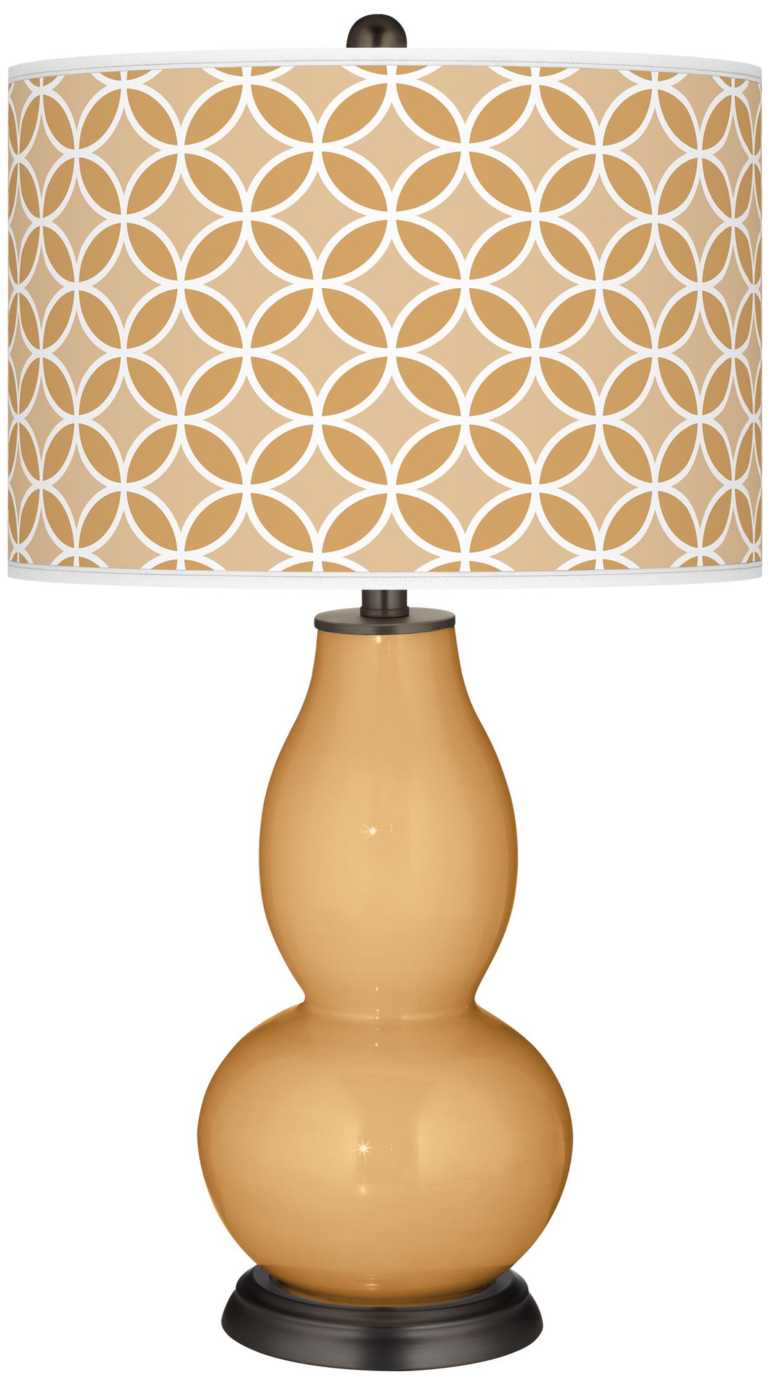 Harvest Gold Circle Rings Double Gourd Table Lamp