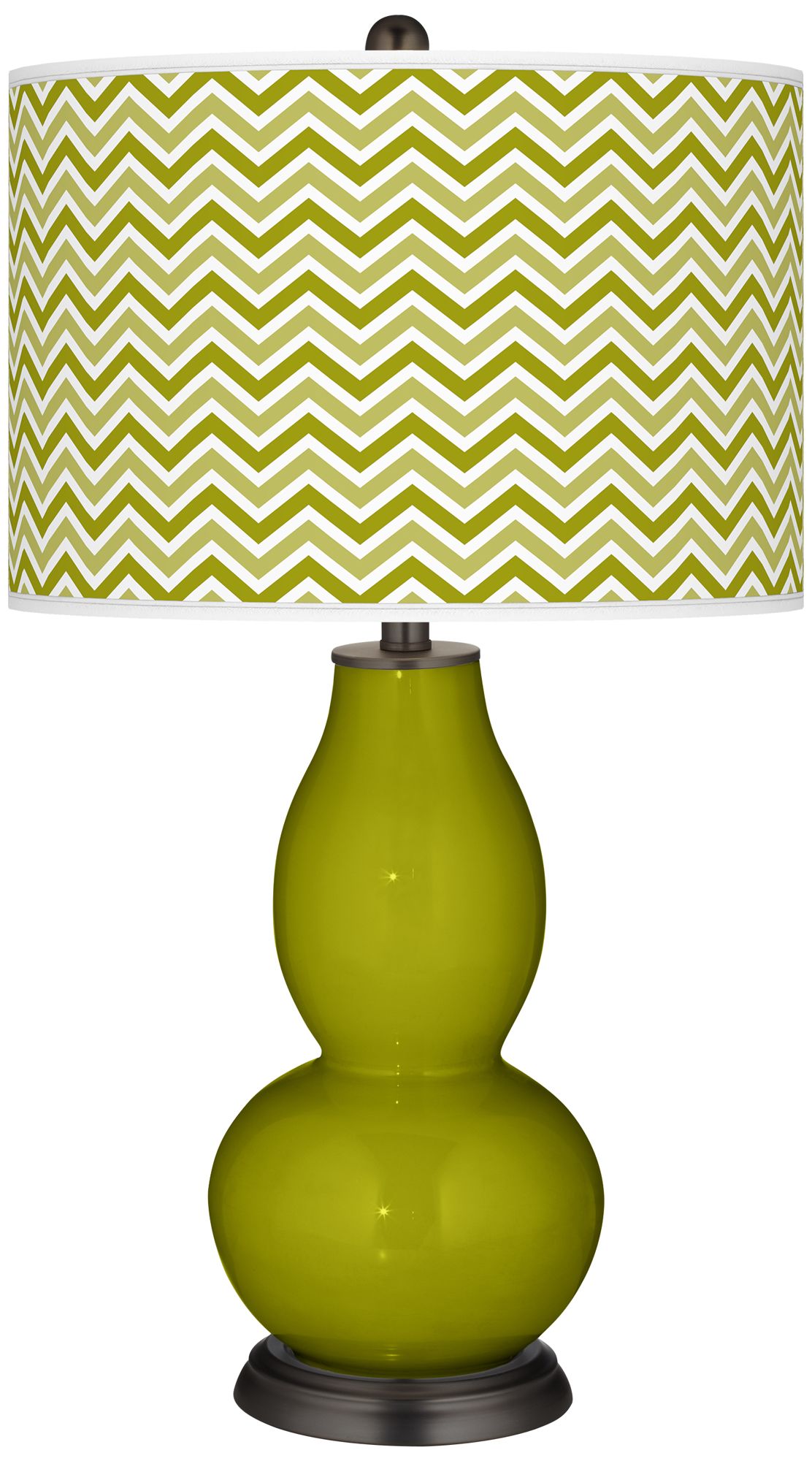 Olive Green Narrow Zig Zag Double Gourd Table Lamp