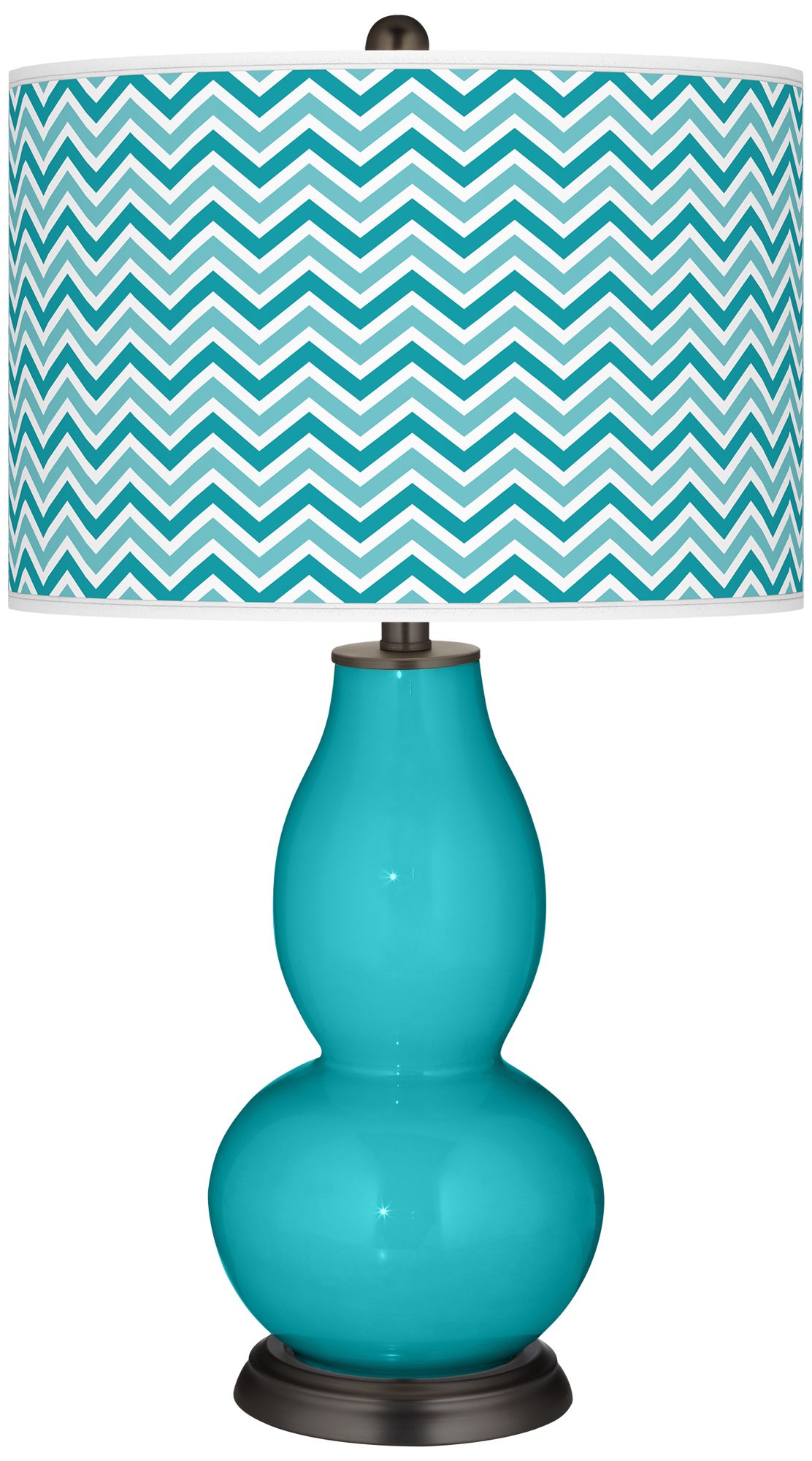 Surfer Blue Narrow Zig Zag Double Gourd Table Lamp