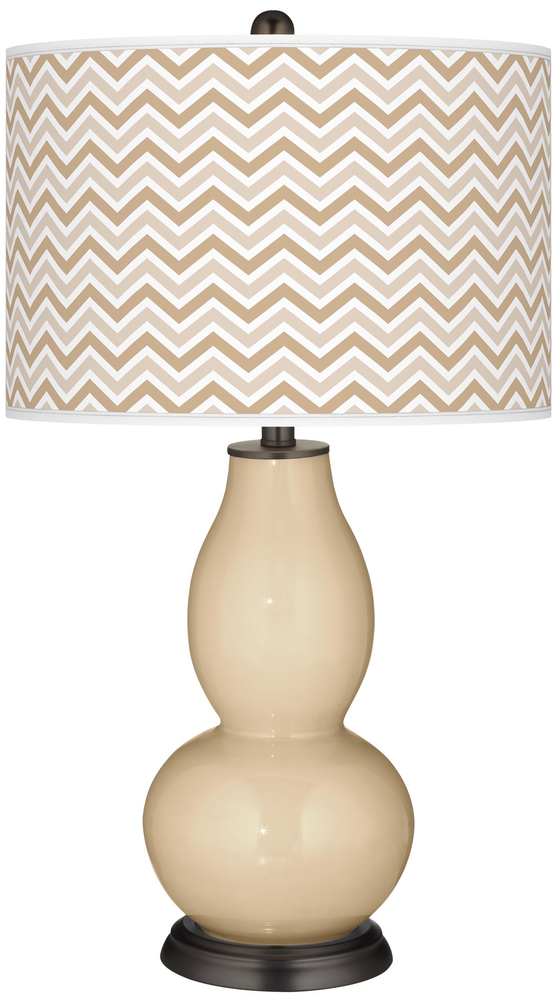 Colonial Tan Narrow Zig Zag Double Gourd Table Lamp