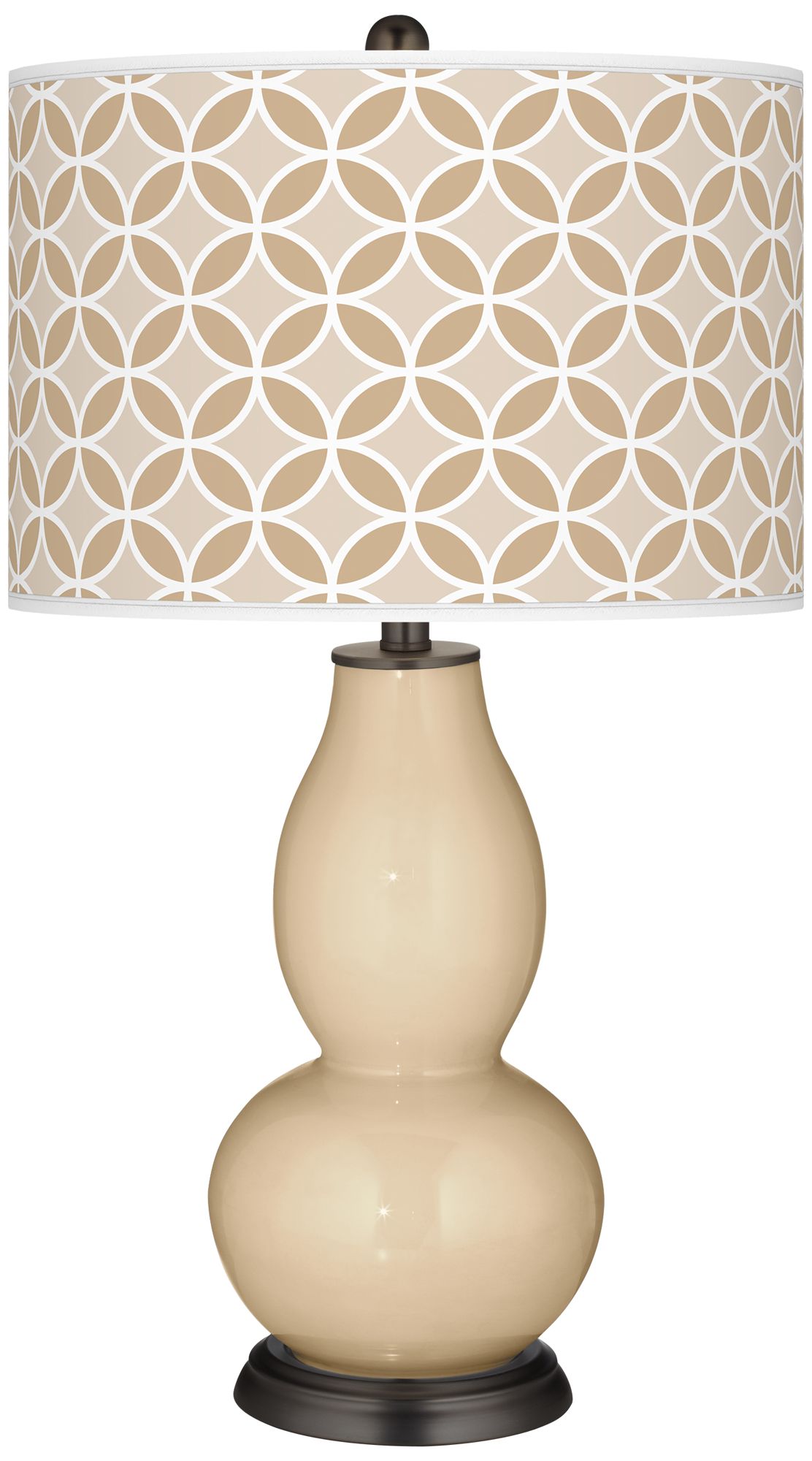 Colonial Tan Circle Rings Double Gourd Table Lamp