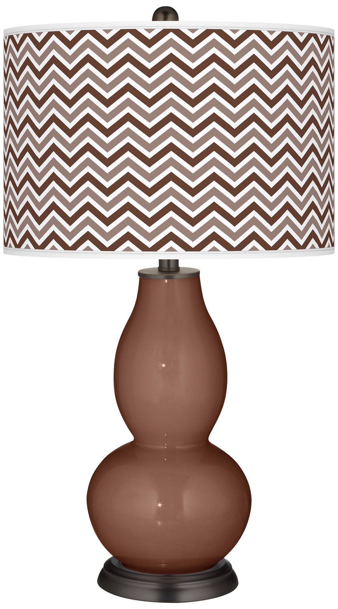 Rugged Brown Narrow Zig Zag Double Gourd Table Lamp