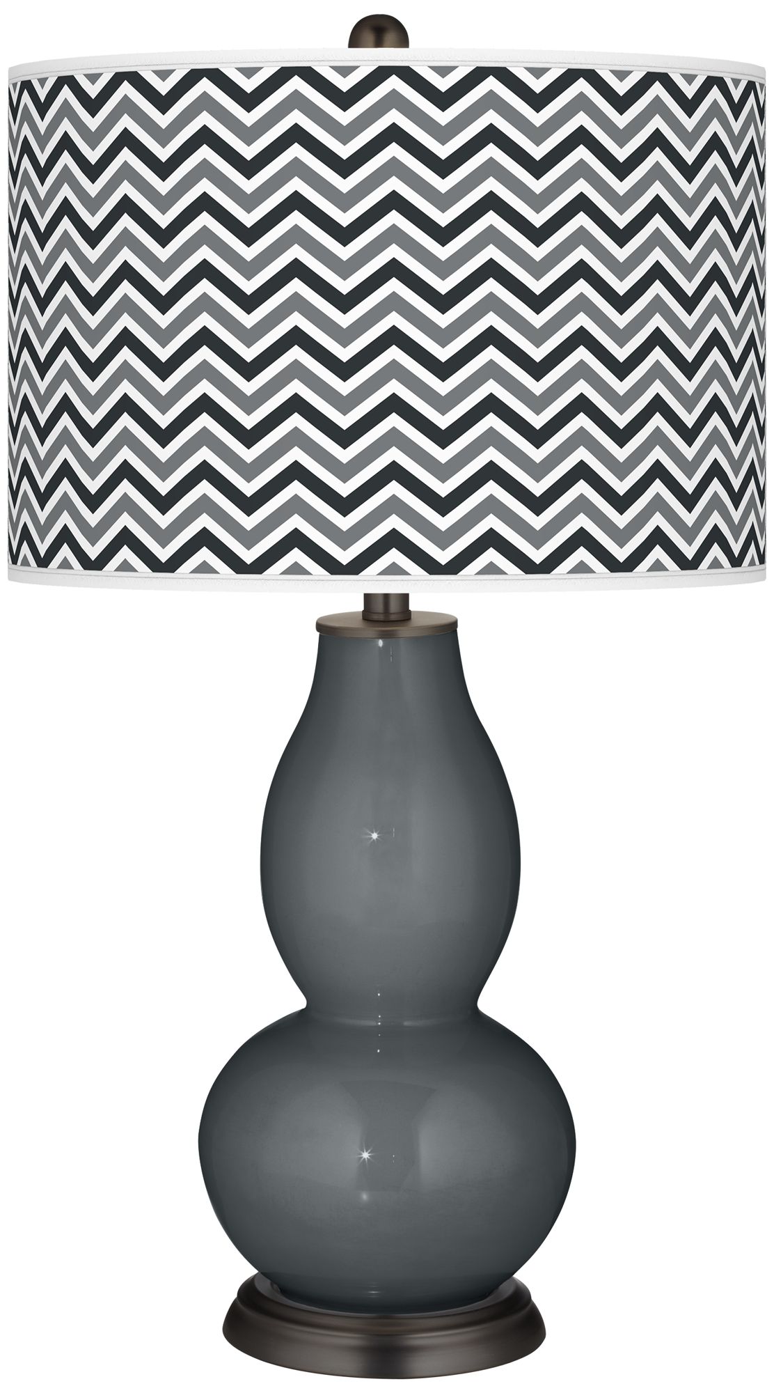 Black of Night Narrow Zig Zag Double Gourd Table Lamp