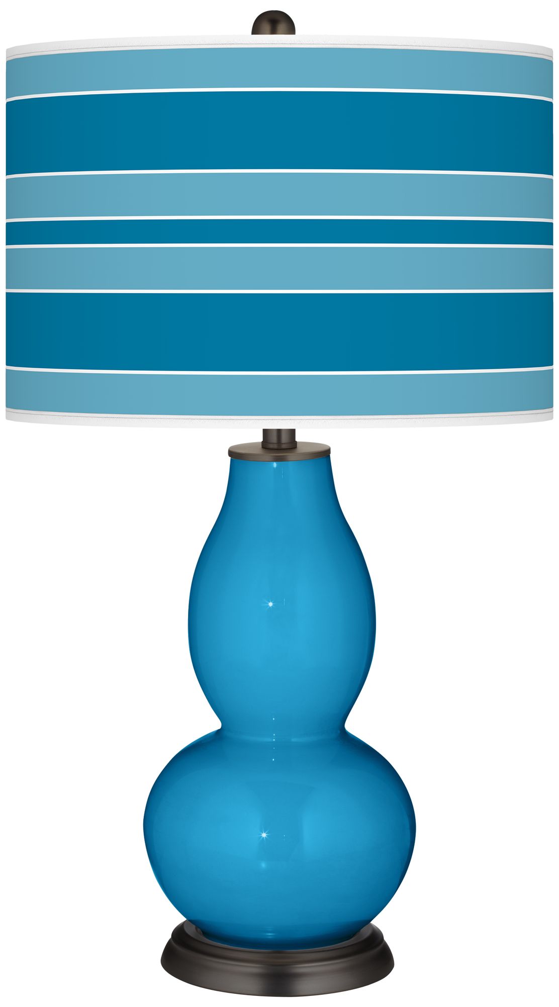 River Blue Bold Stripe Double Gourd Table Lamp