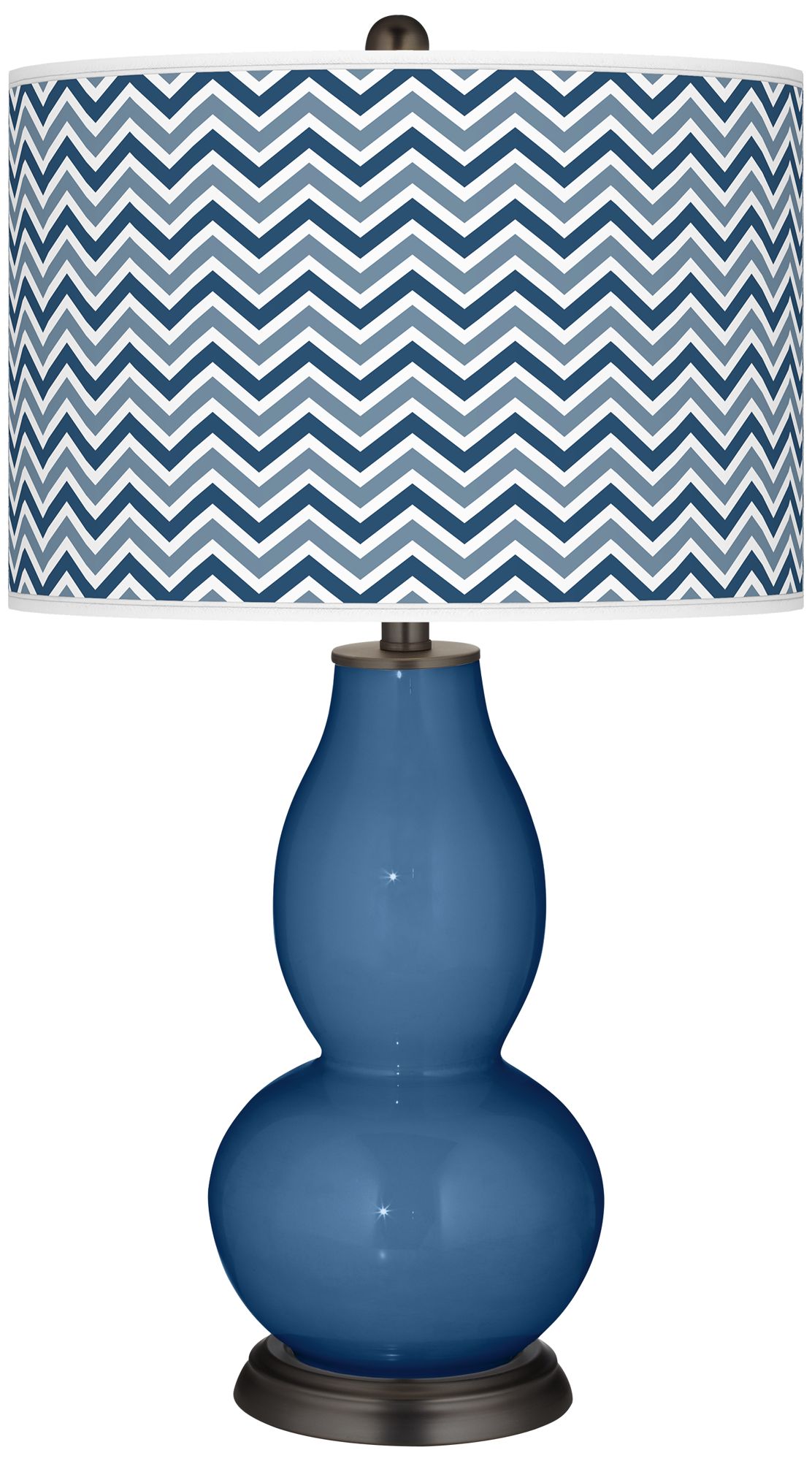 Regatta Blue Narrow Zig Zag Double Gourd Table Lamp