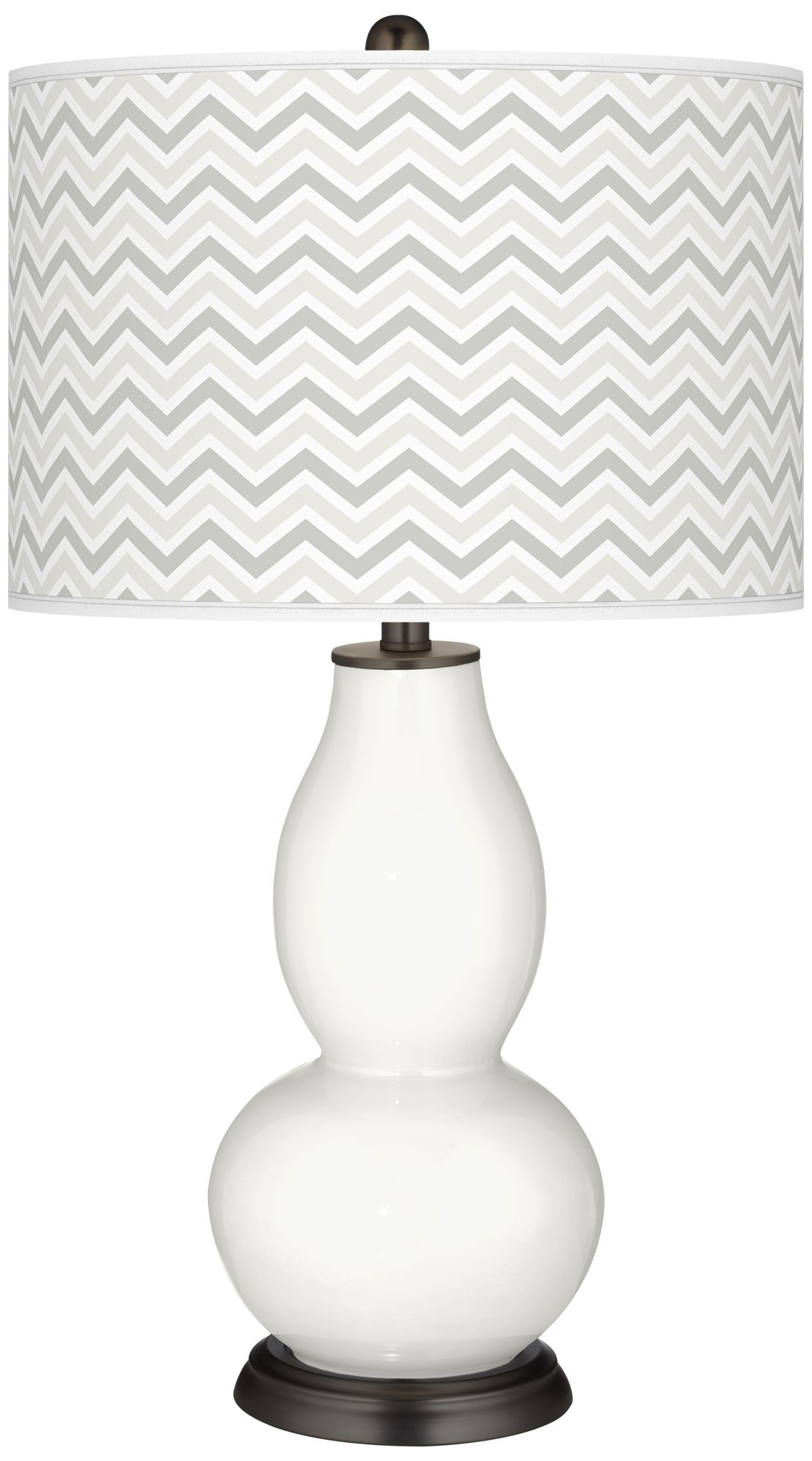 Winter White Narrow Zig Zag Double Gourd Table Lamp