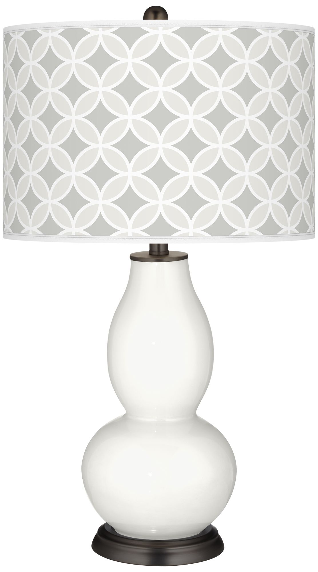 Winter White Circle Rings Double Gourd Table Lamp