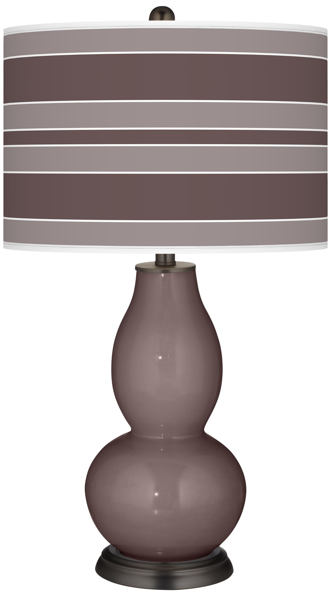 Deepest Mauve Bold Stripe Double Gourd Table Lamp