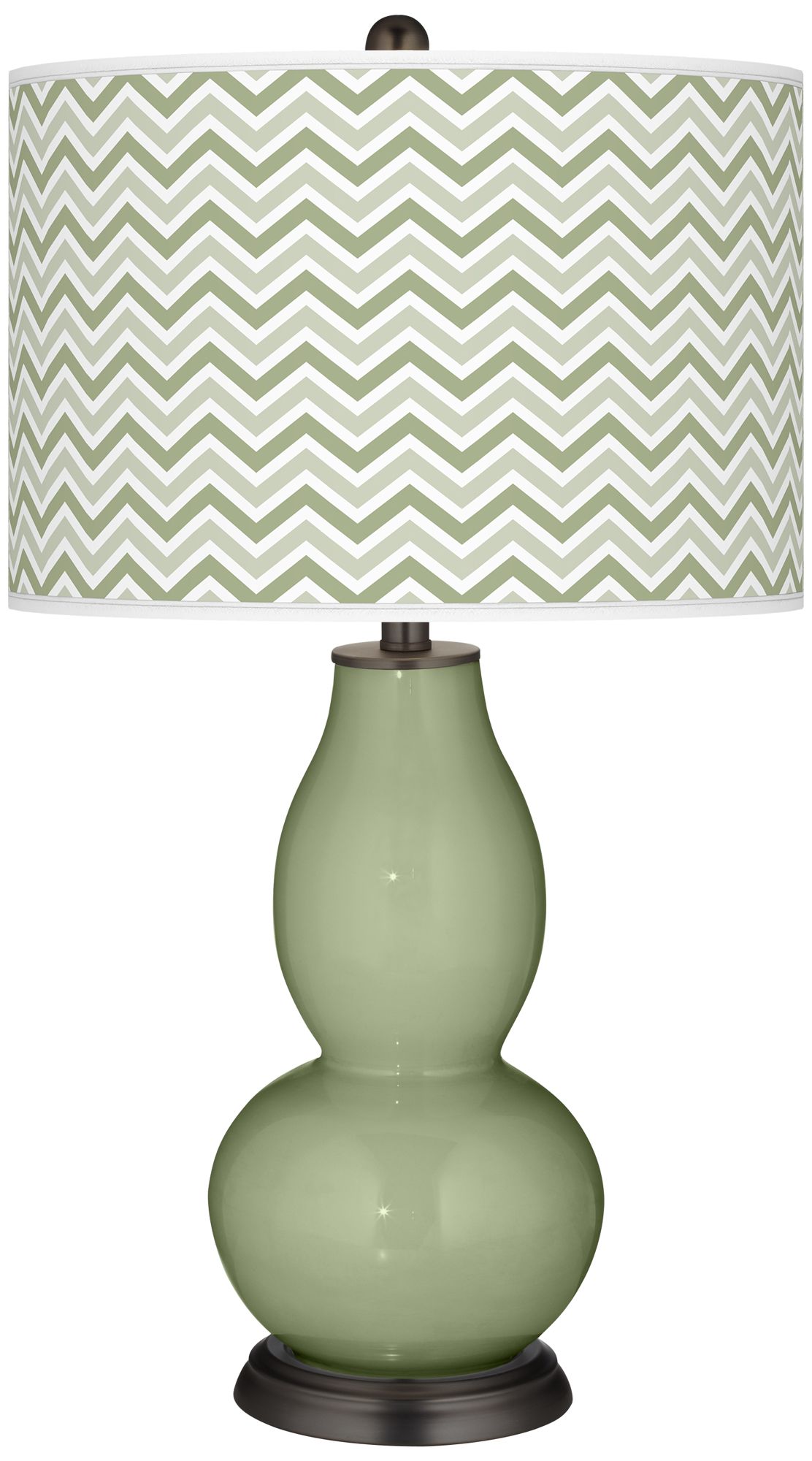 Majolica Green Narrow Zig Zag Double Gourd Table Lamp