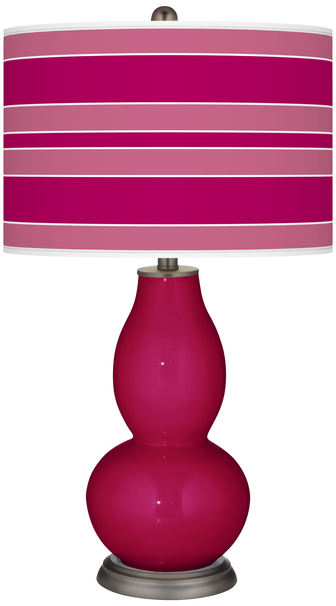 French Burgundy Bold Stripe Double Gourd Table Lamp