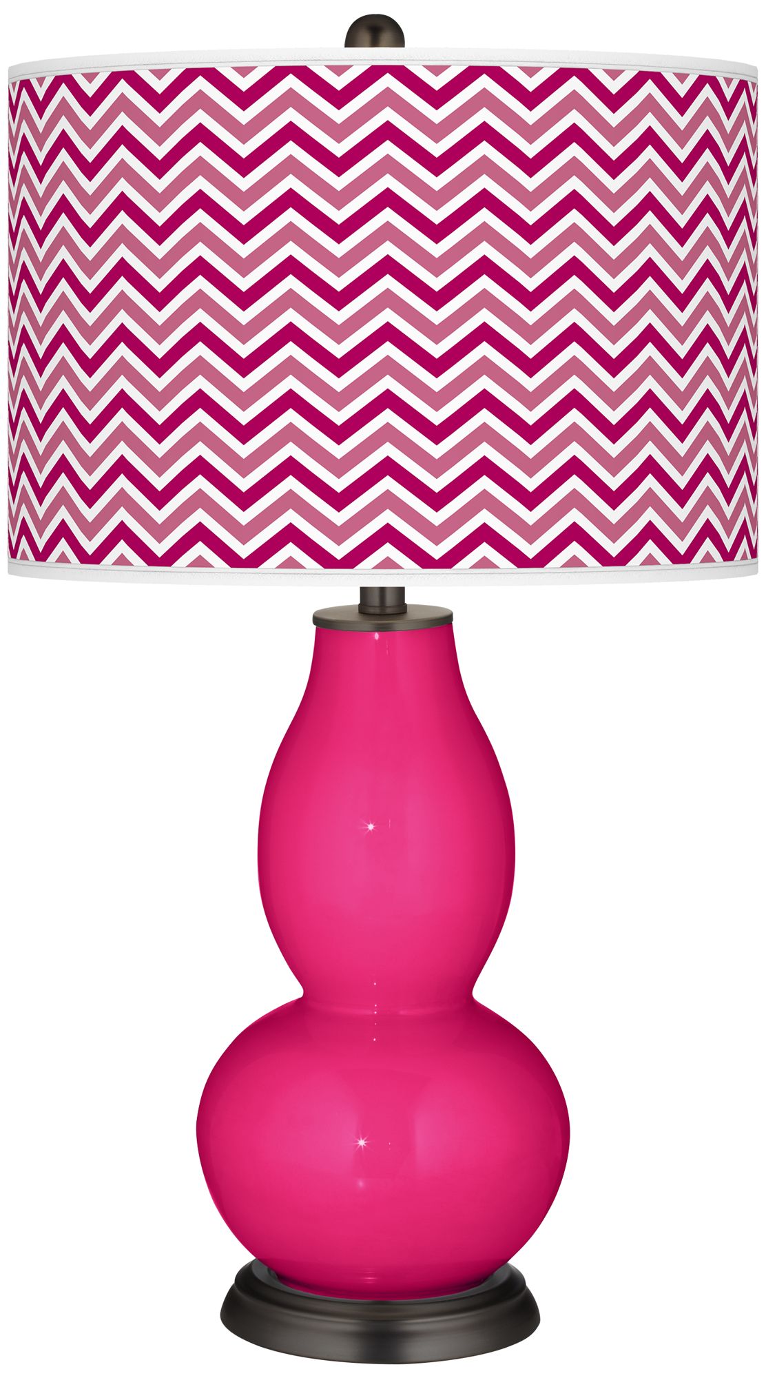 French Burgundy Narrow Zig Zag Double Gourd Table Lamp