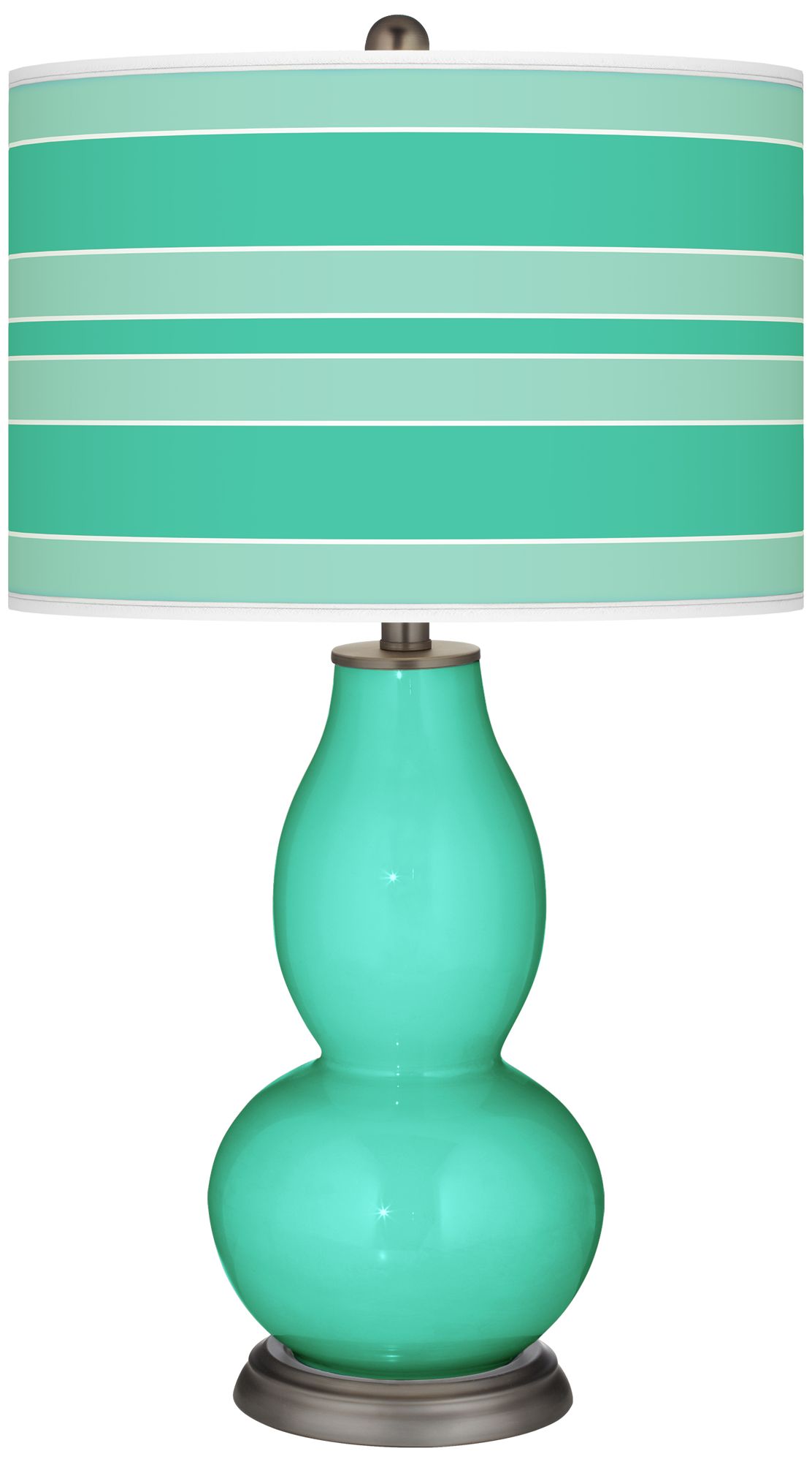 Turquoise Bold Stripe Double Gourd Table Lamp