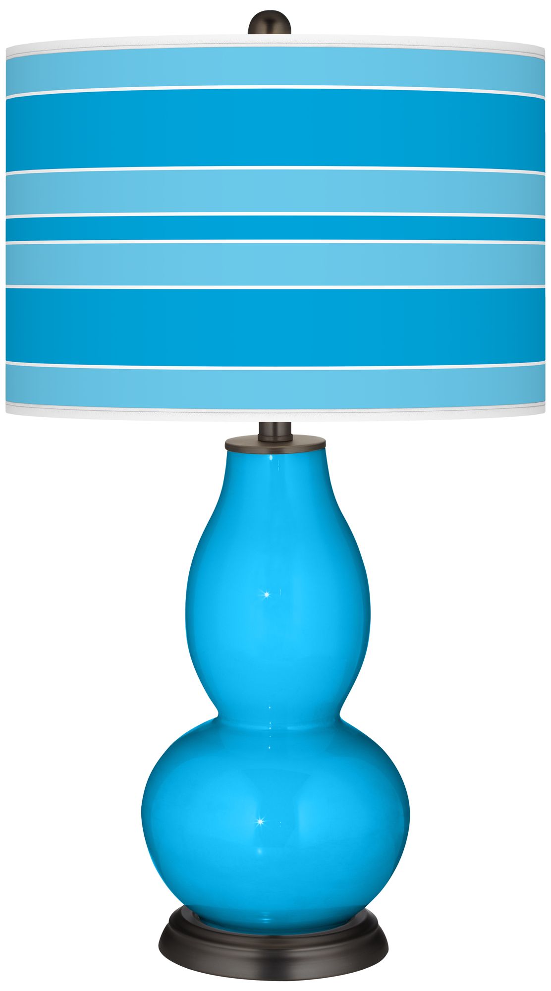 Sky Blue Bold Stripe Double Gourd Table Lamp