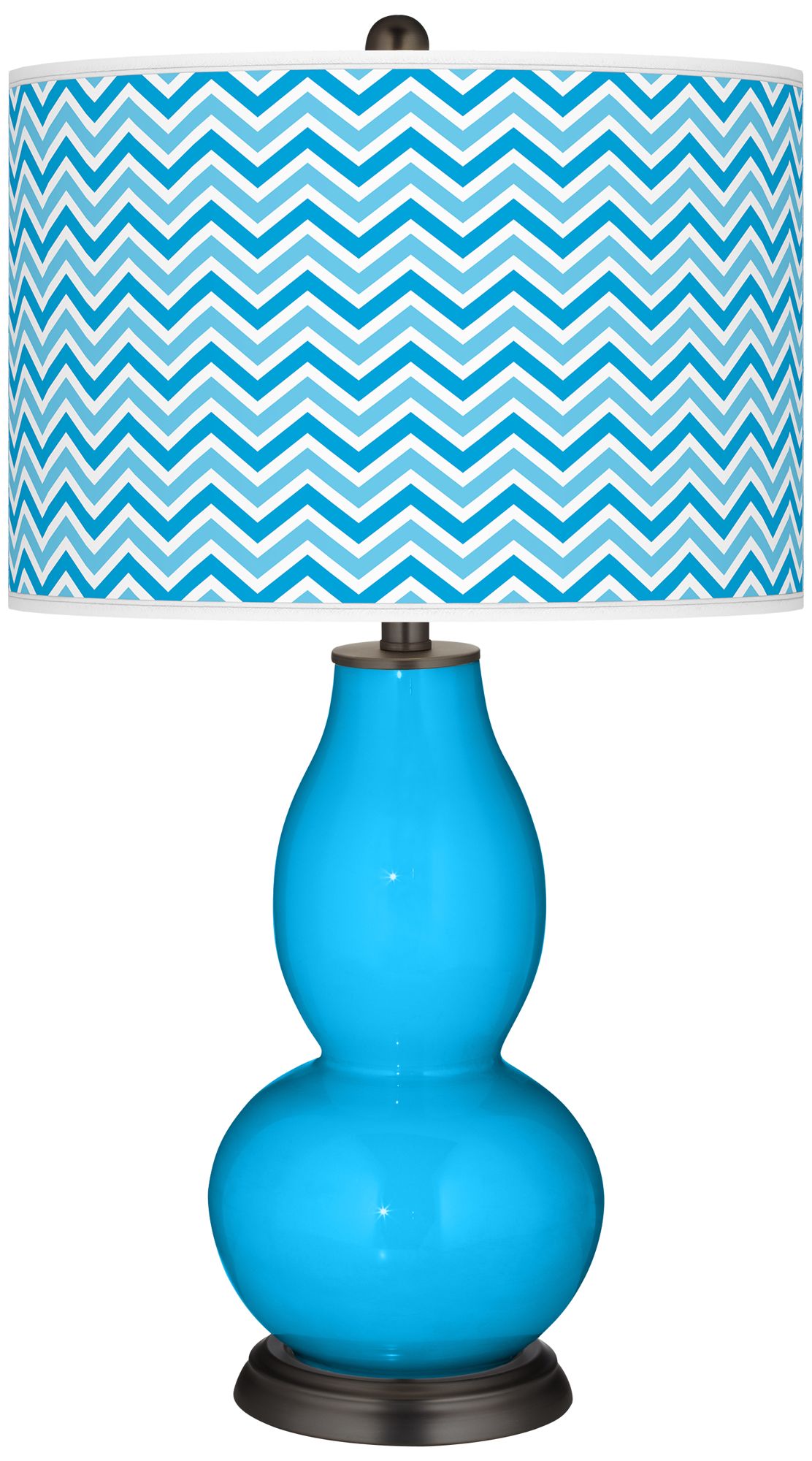 Sky Blue Narrow Zig Zag Double Gourd Table Lamp