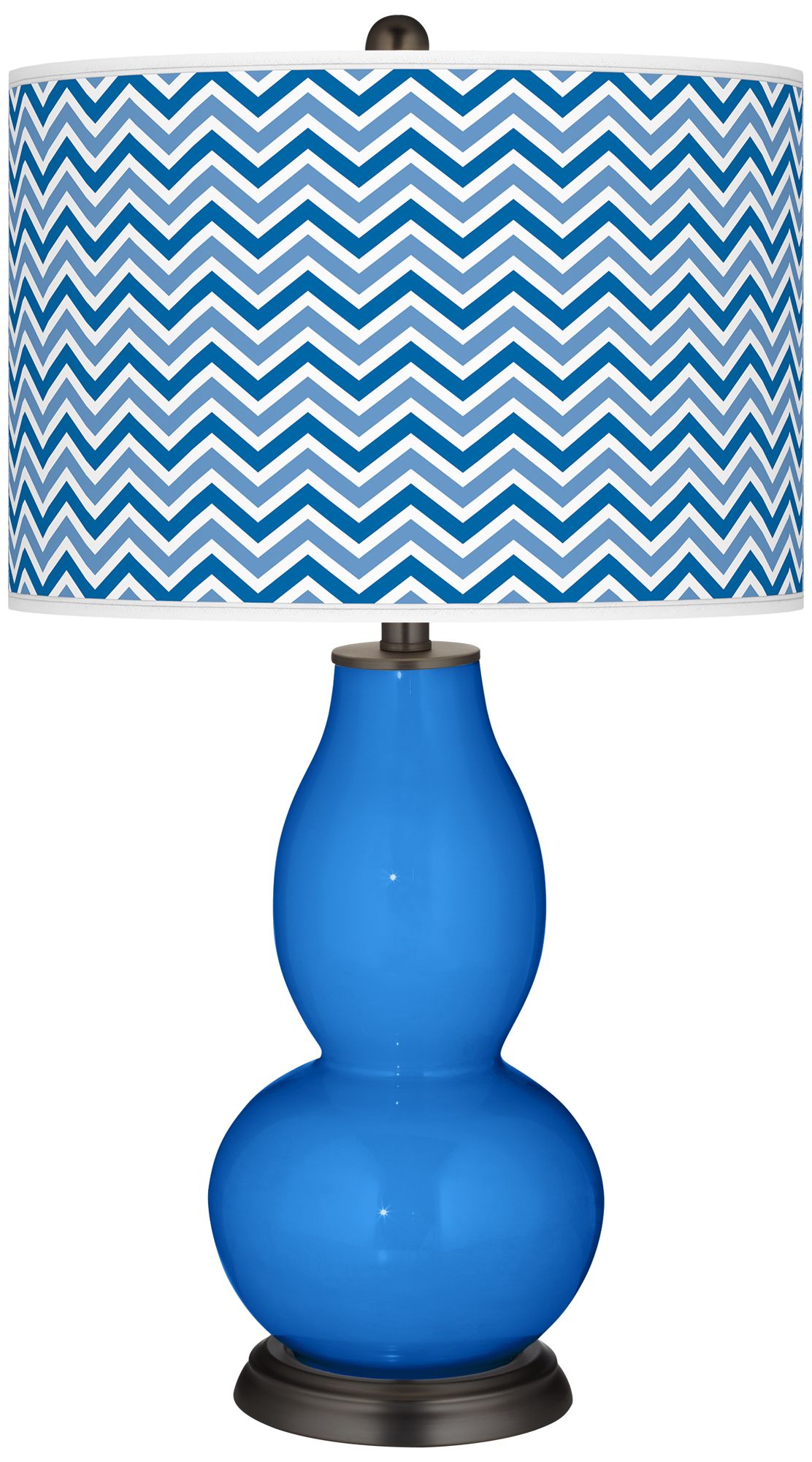 Royal Blue Narrow Zig Zag Double Gourd Table Lamp