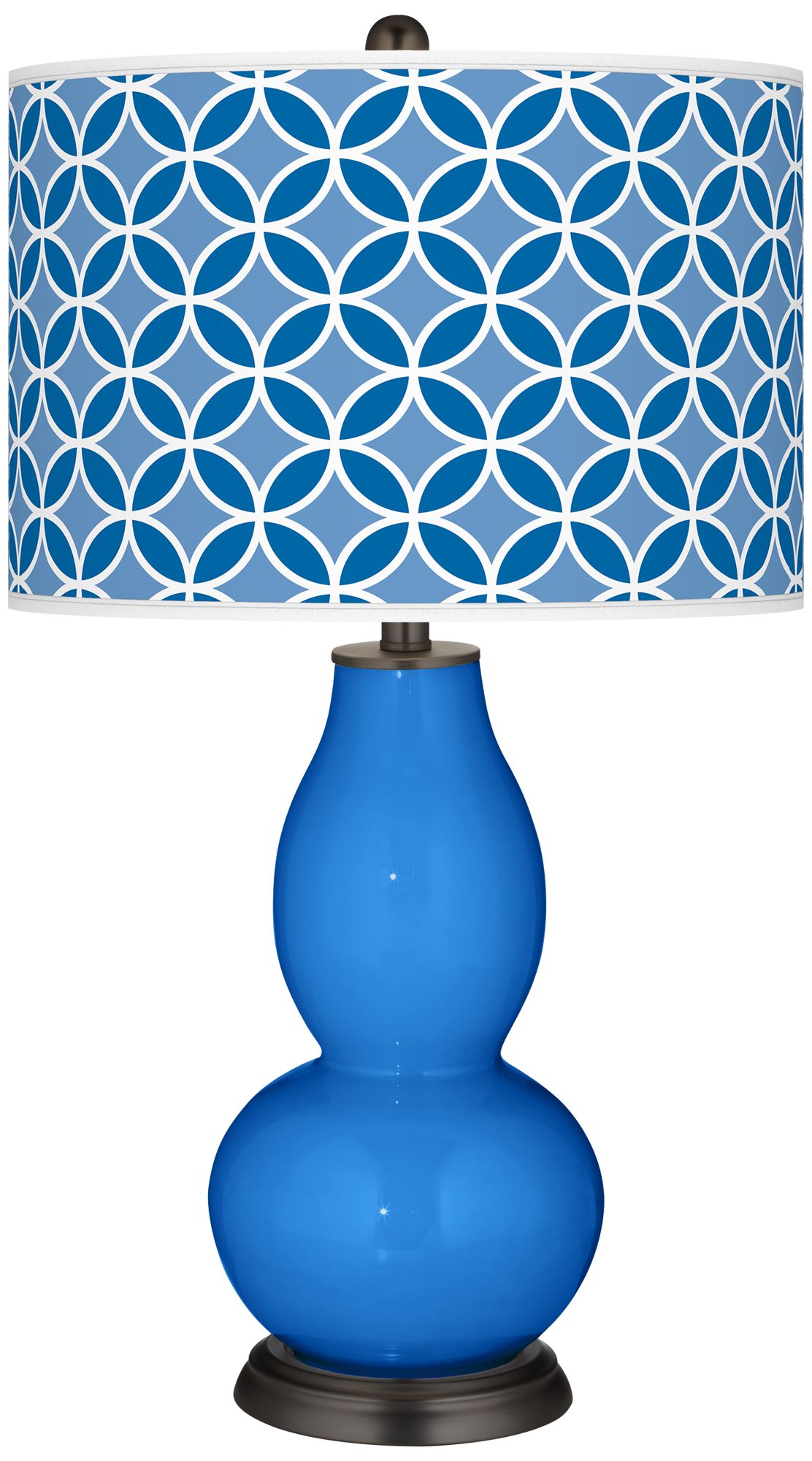 Royal Blue Circle Rings Double Gourd Table Lamp