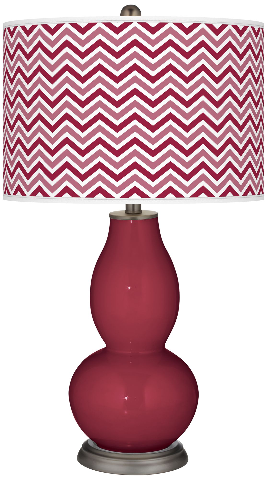 Antique Red Narrow Zig Zag Double Gourd Table Lamp