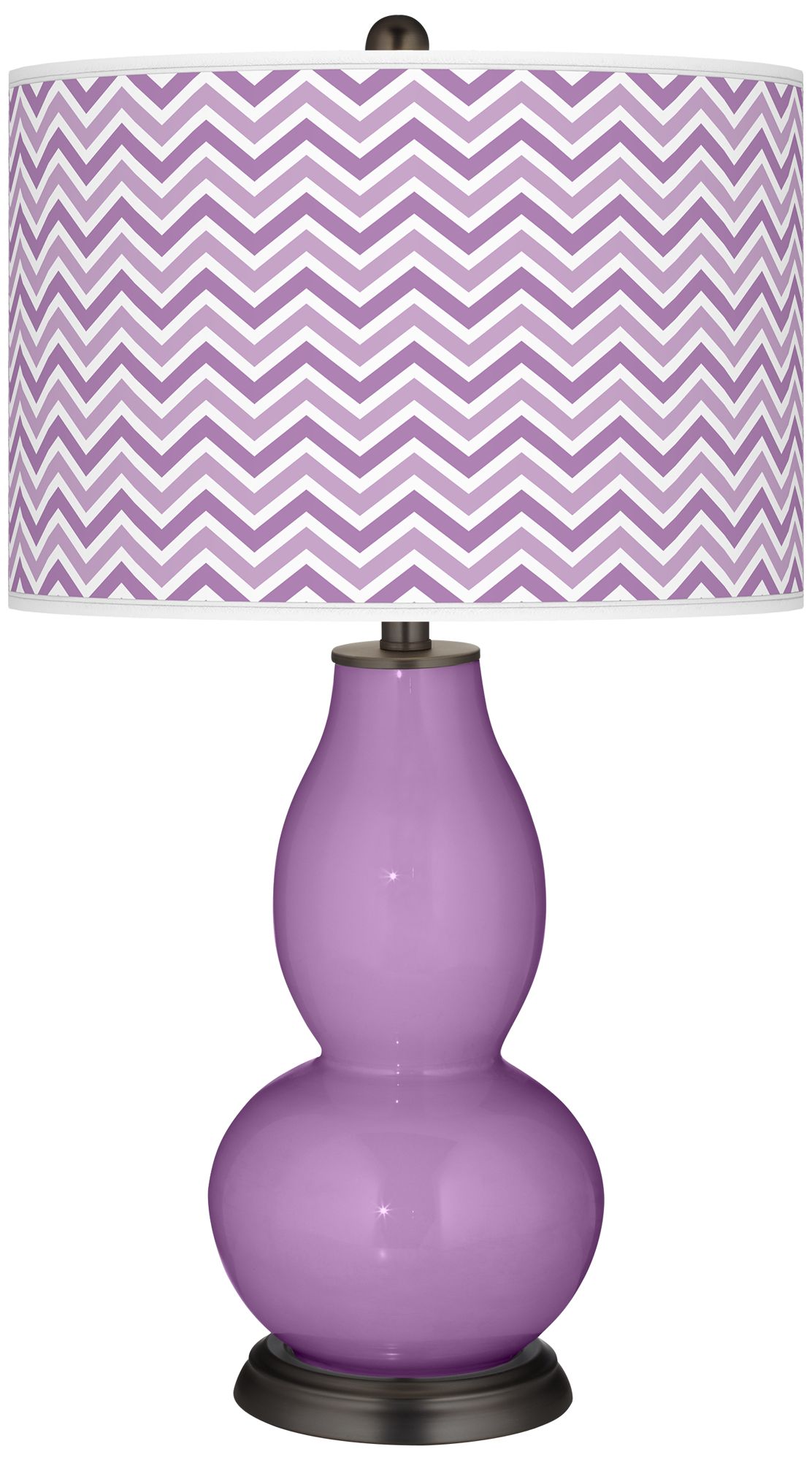 African Violet Narrow Zig Zag Double Gourd Table Lamp