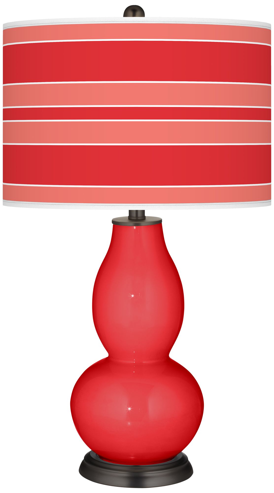 Poppy Red Bold Stripe Double Gourd Table Lamp