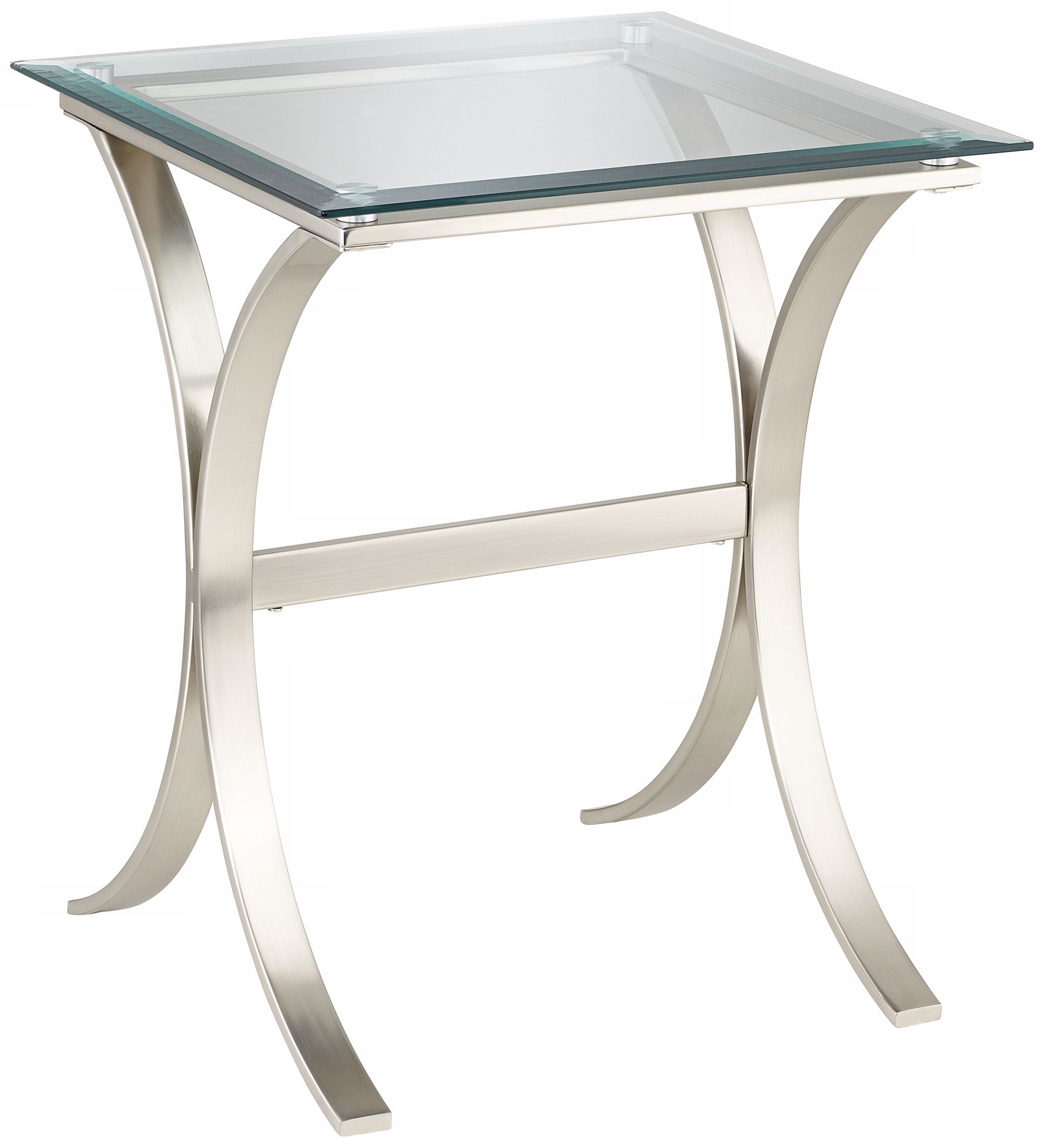 Gianna Satin Silver Glass Top Accent Table