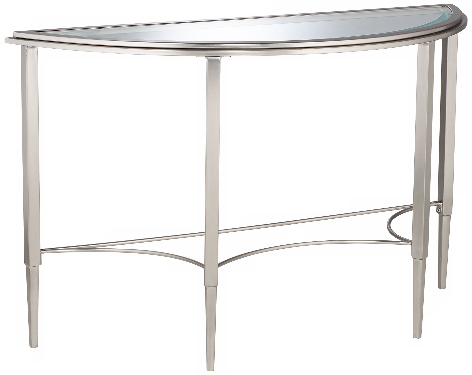Remy Satin Silver Demilune Console Table