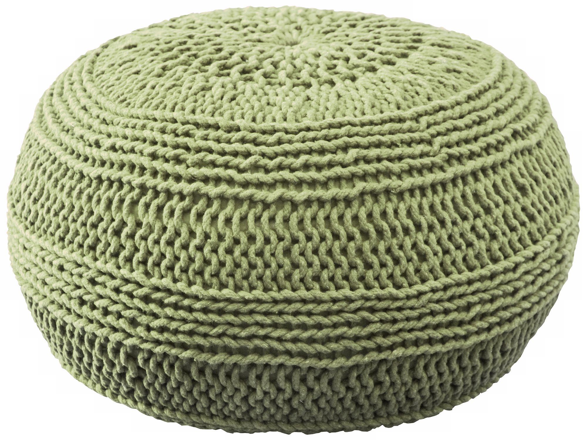 Lime Roped Cotton Pouf Ottoman