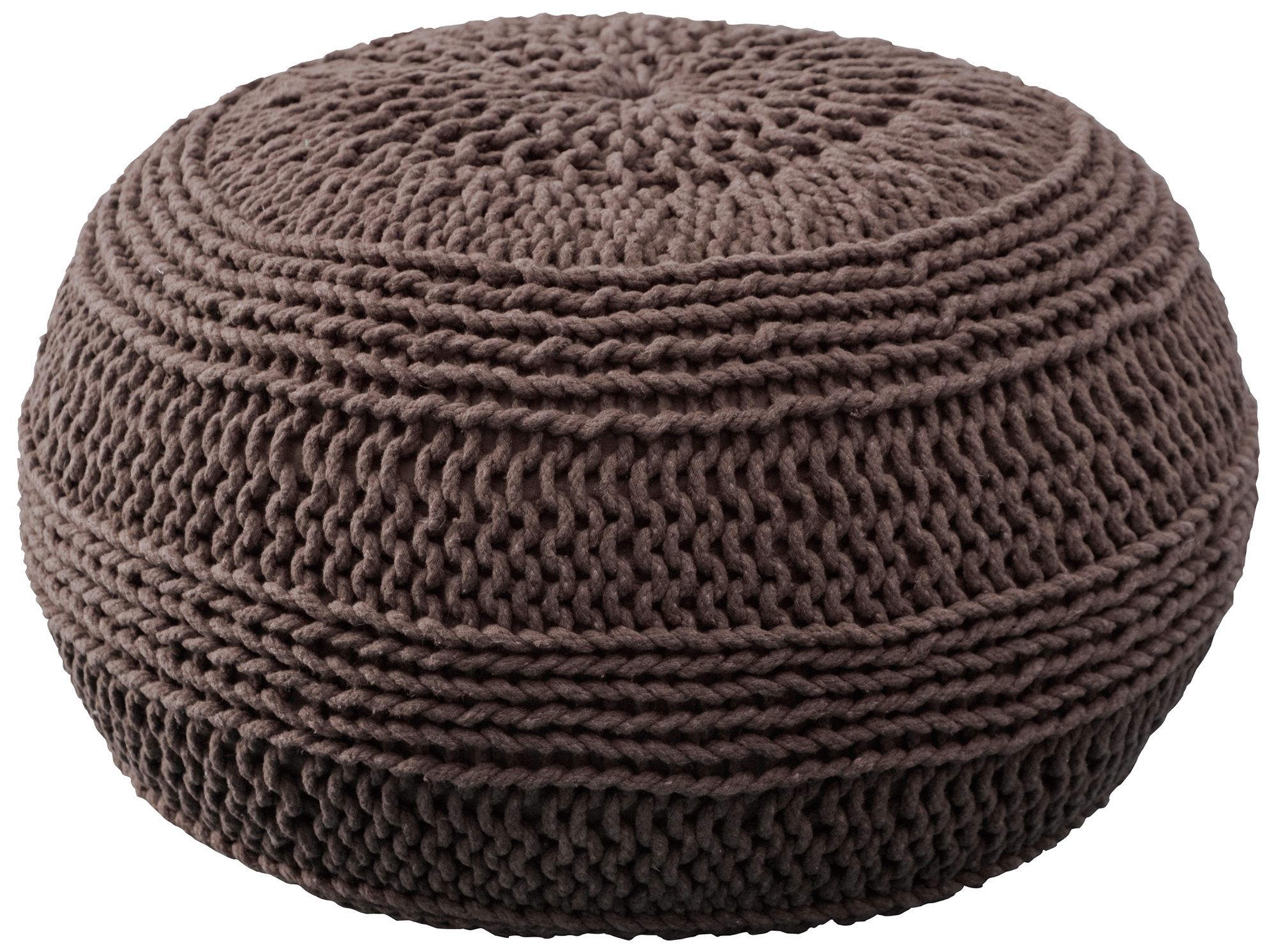 Mocha Roped Cotton Pouf Ottoman
