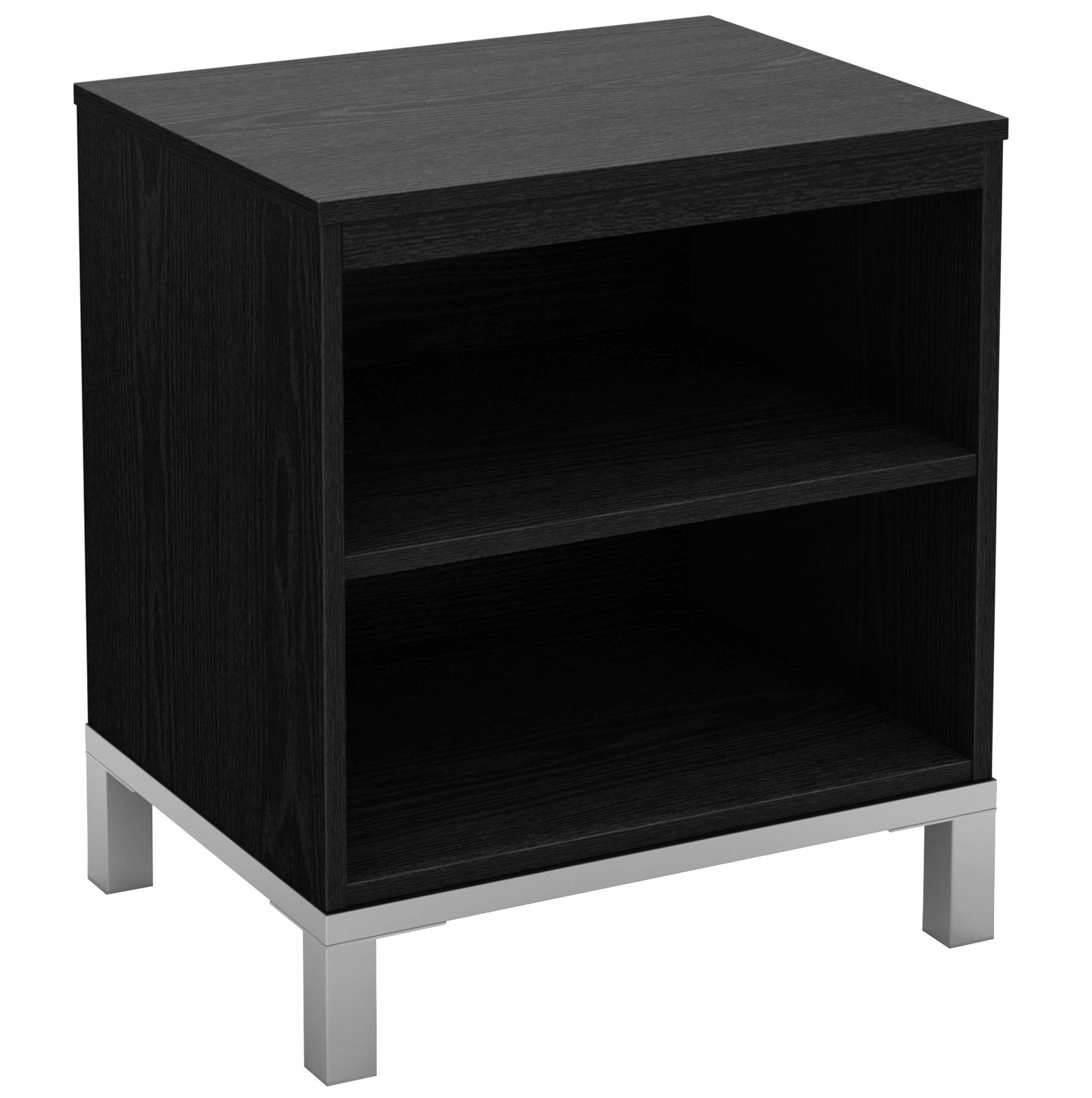 Flexible 2-Shelf Black Oak Storage Table