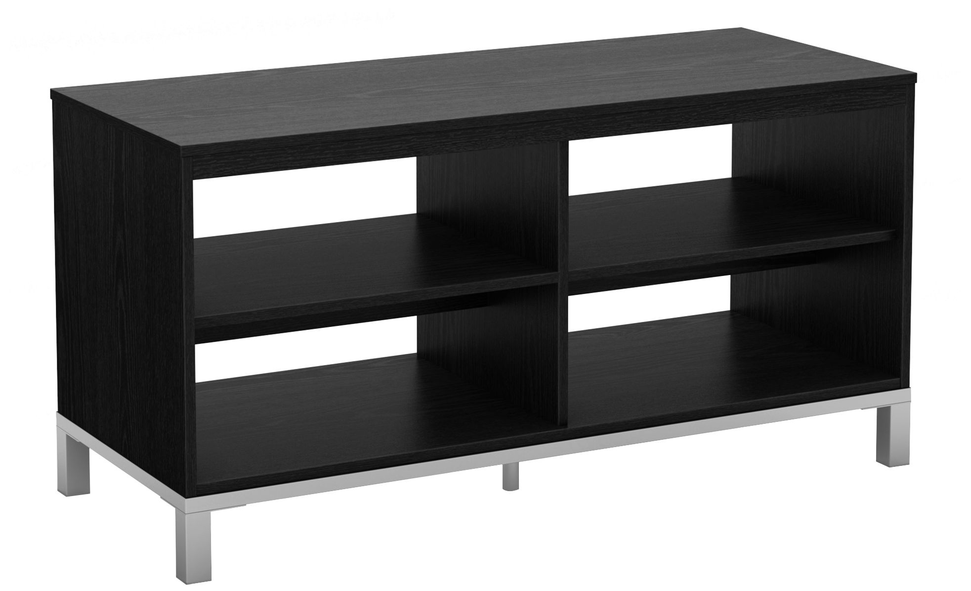 Flexible 4-Shelf Black Oak TV Stand Storage Unit