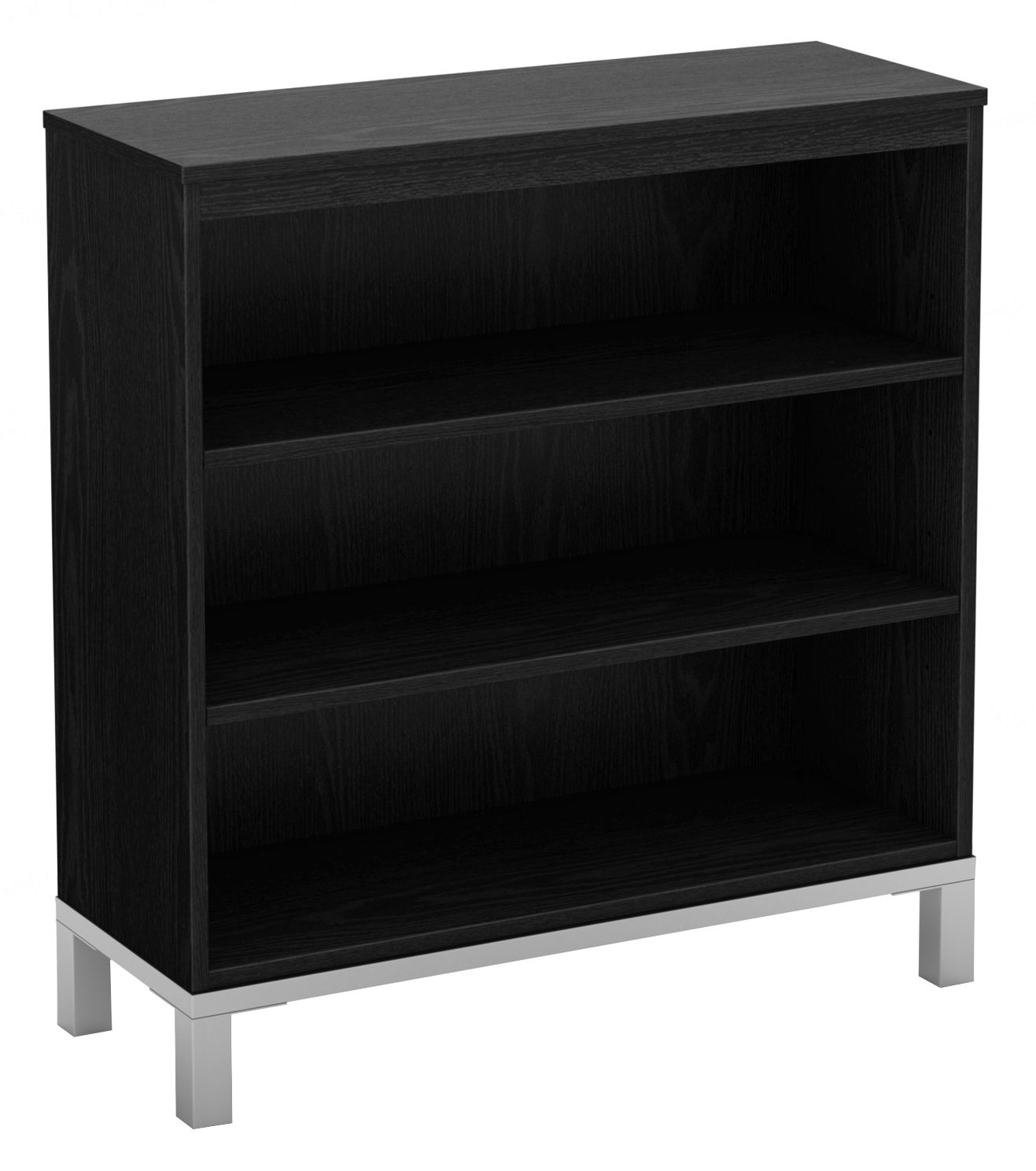 Flexible 3-Shelf Black Oak Bookcase