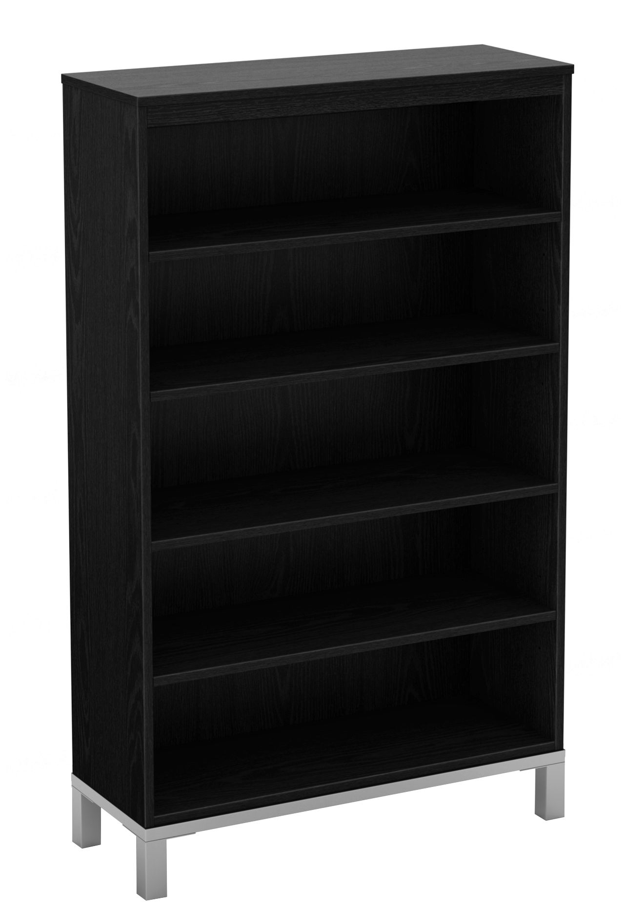 Flexible 5-Shelf Black Oak Bookcase