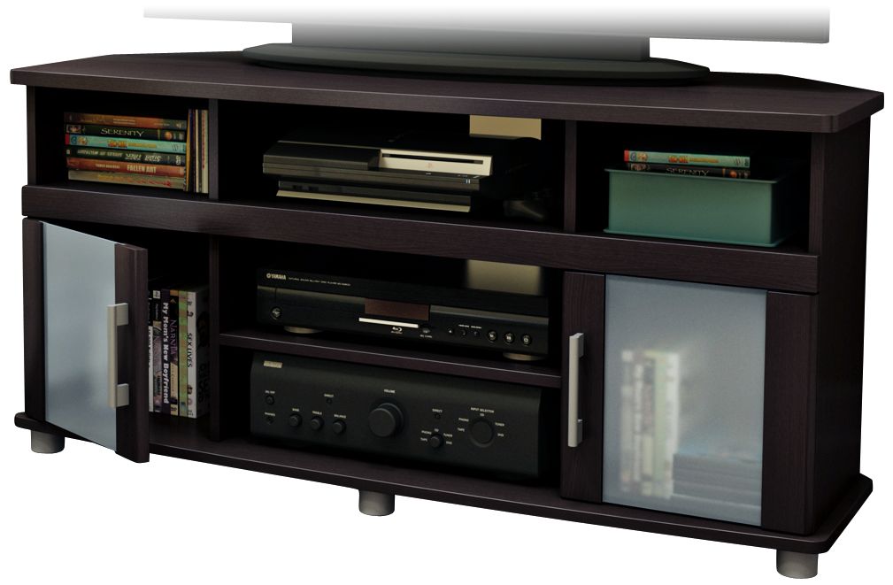 City Life 2-Door Chocolate Corner TV Stand