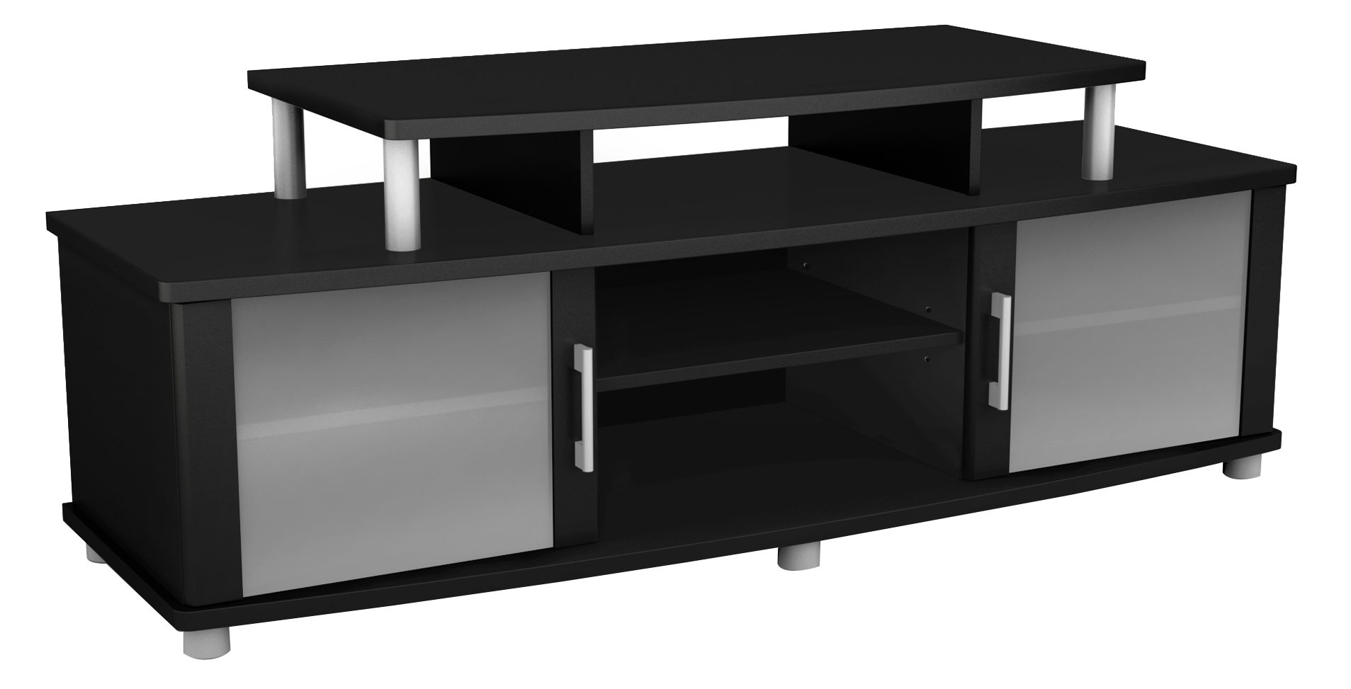 City Life 2-Door Frosted Glass and Black TV Stand