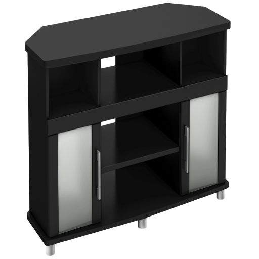City Life 2-Door Pure Black Corner TV Stand