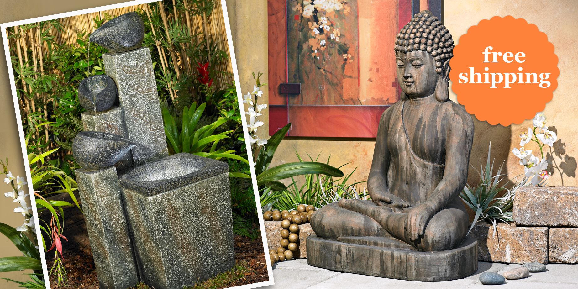 Save up to 70% on fountains and garden accents in our home decor sale.