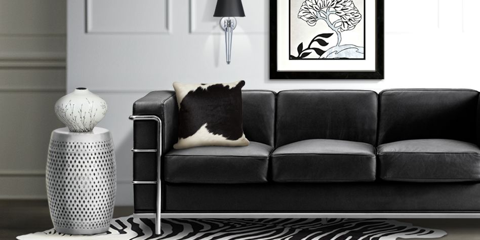 Contemporary Black and White Living Room