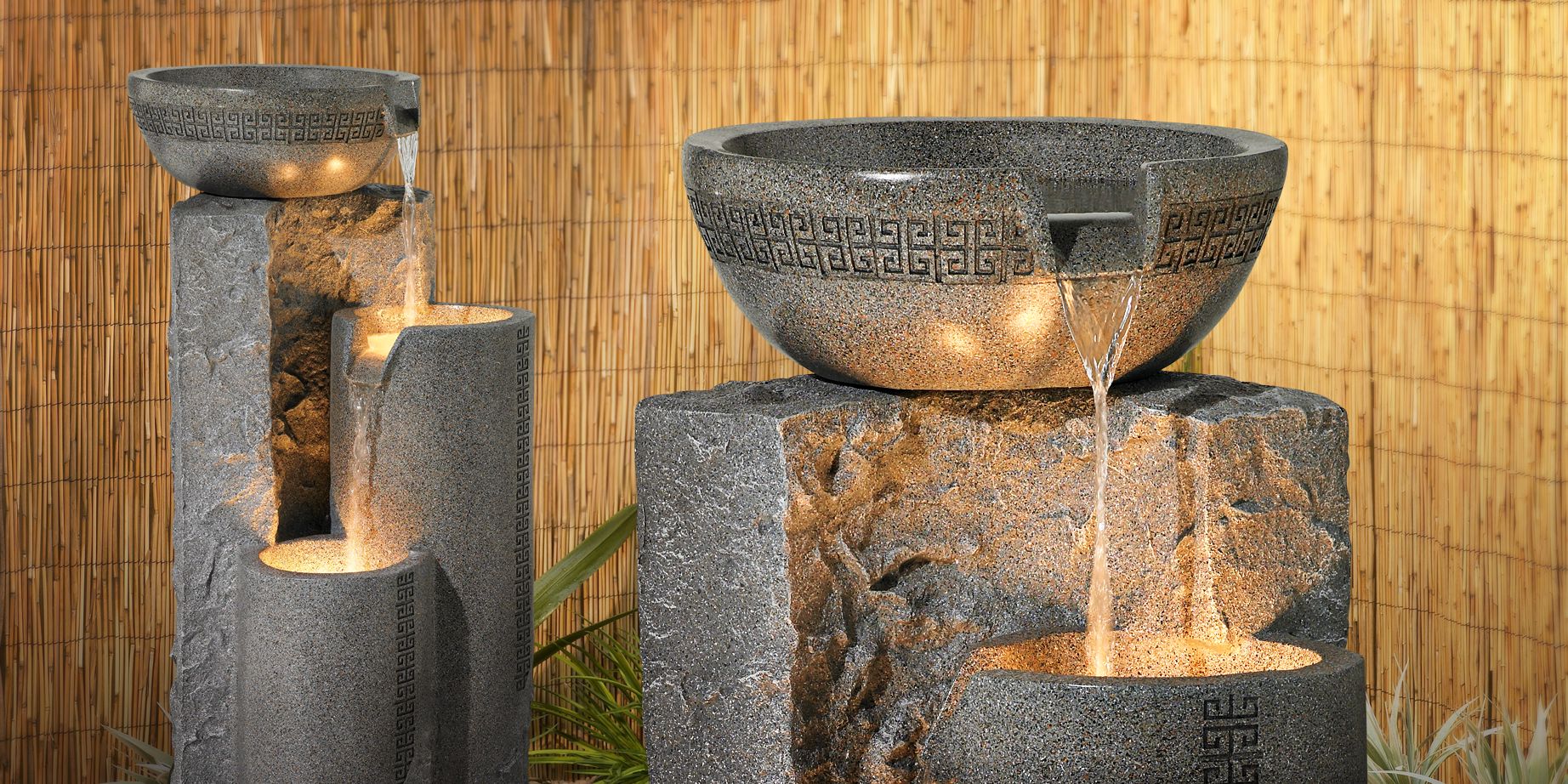 Many styles of outdoor fountains