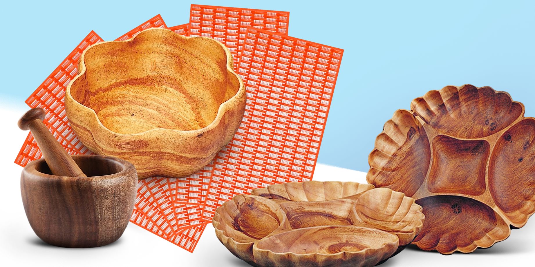Save up to 55% off Acacia wood serveware and tabletop decor from 55 Downing Street.