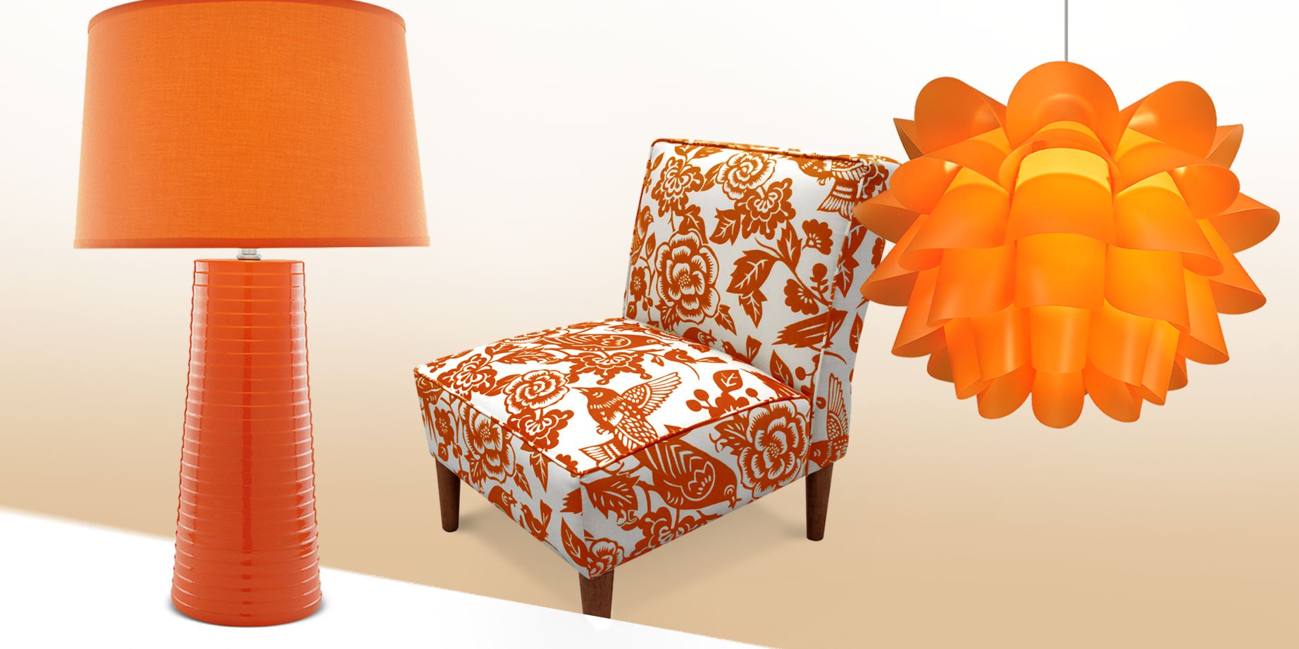 Tangerine and orange home decor up to 66% off from 55 Downing Street.