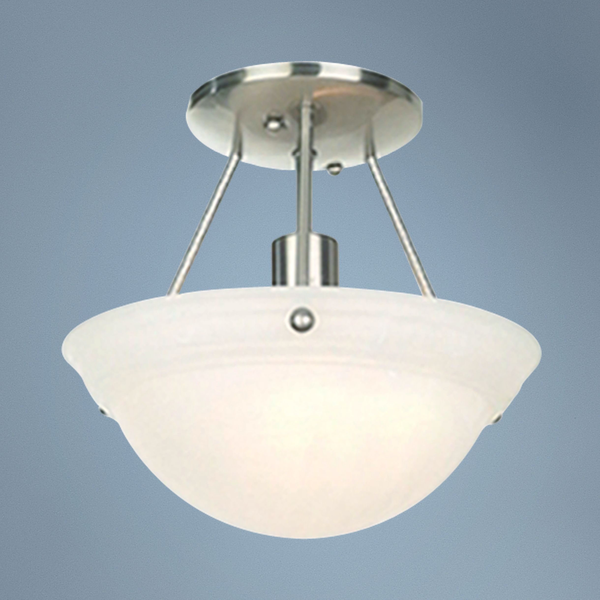 Nickel and Frosted Glass 10" Wide Ceiling Light Fixture