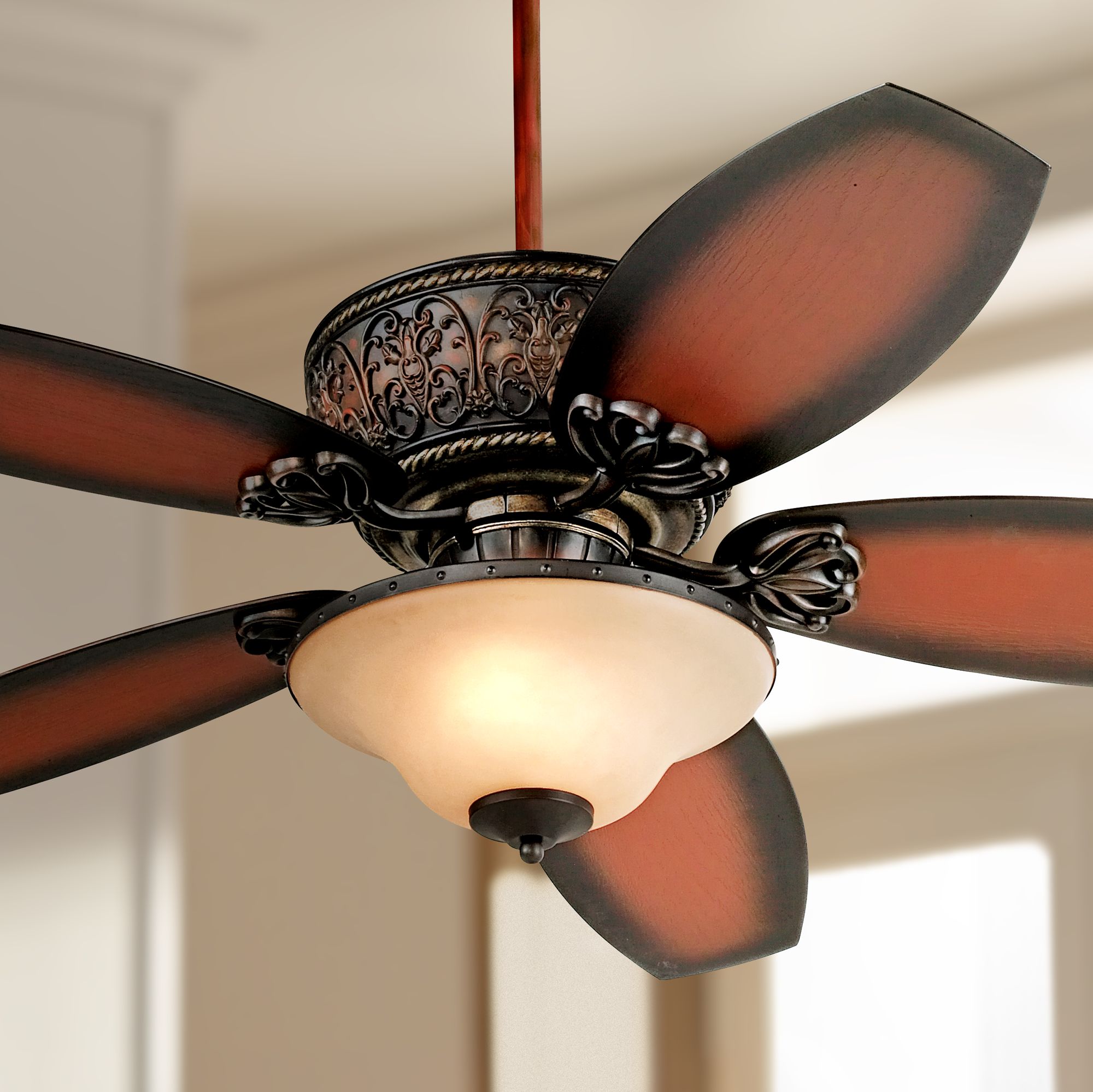 52" Casa Troubadour Dark Walnut Ceiling Fan with Light