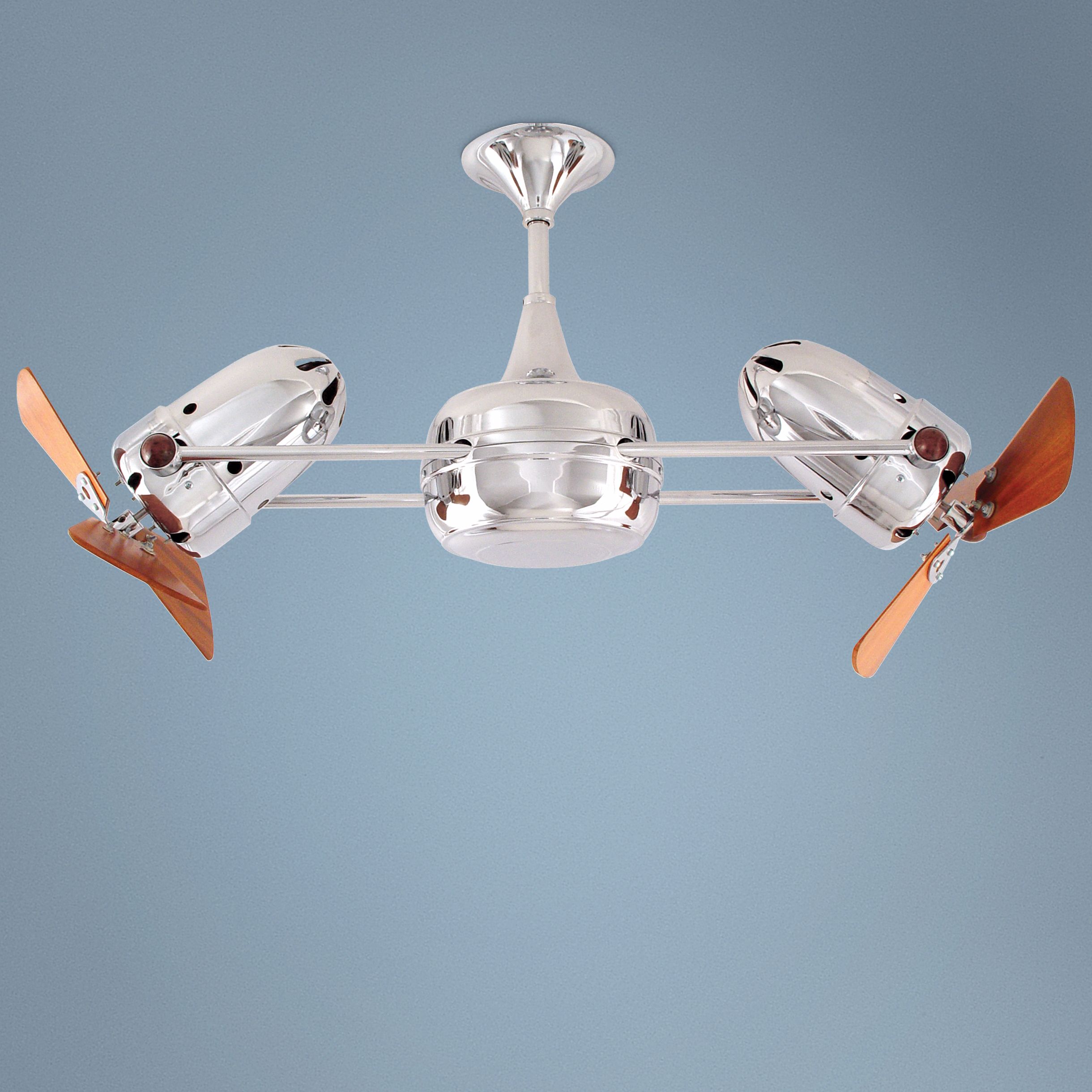 36" Matthews Duplo Dinamico Chrome and Wood Ceiling Fan