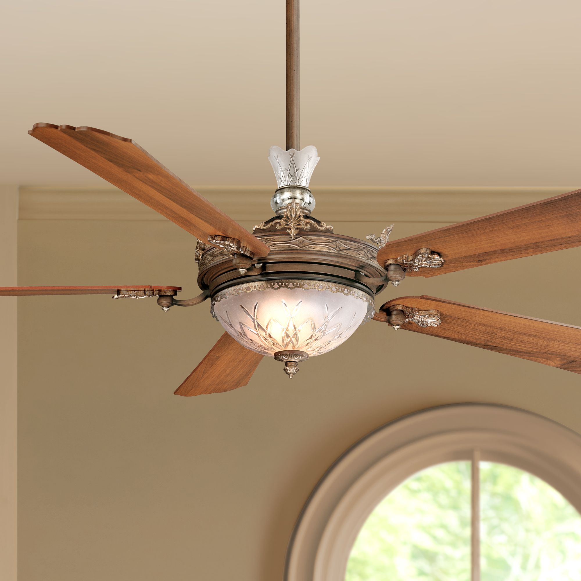 68" Cristafano Belcaro Walnut Finish Ceiling Fan