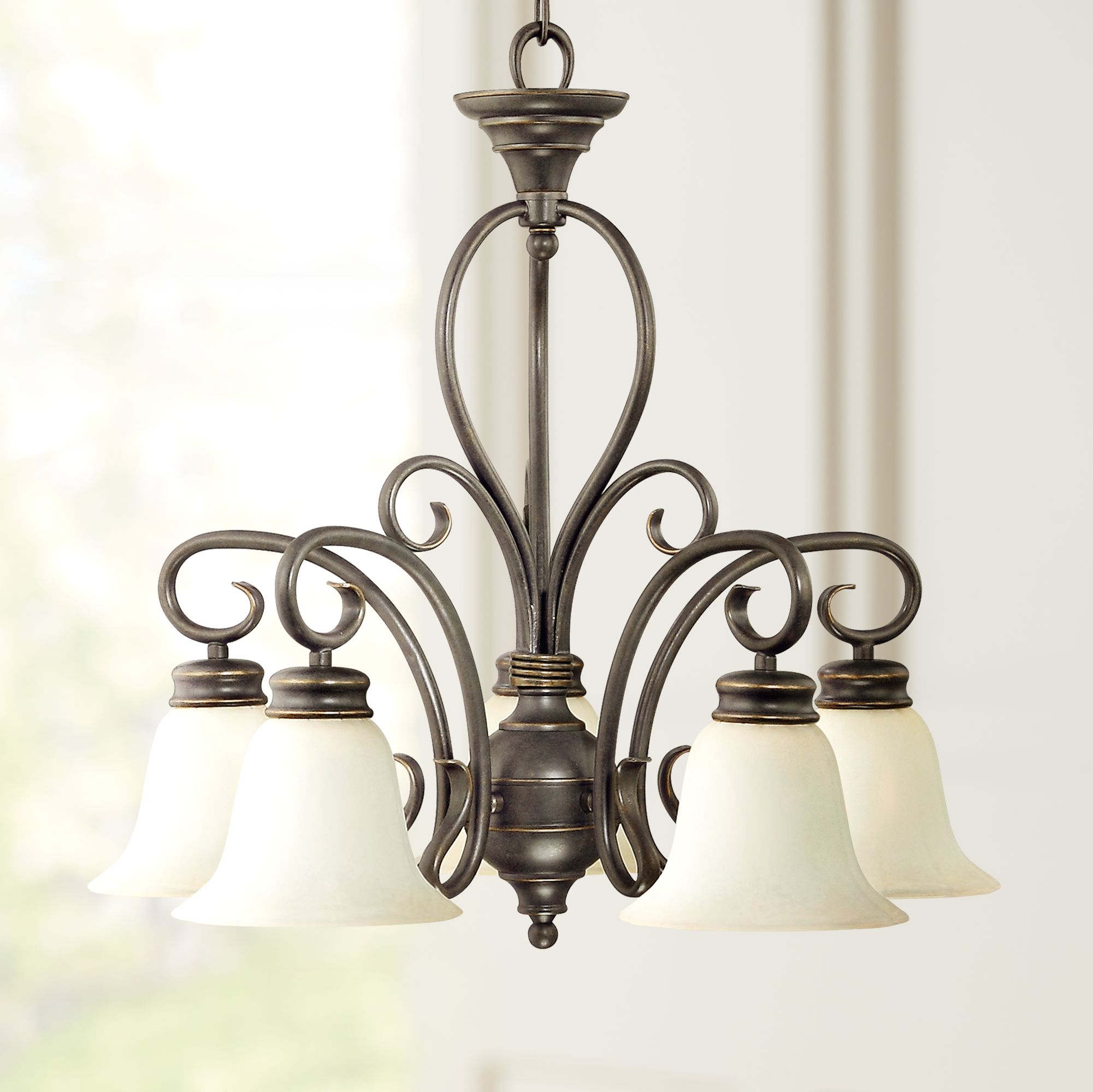 Five Light Scavo Glass Black with Gold Accents Chandelier