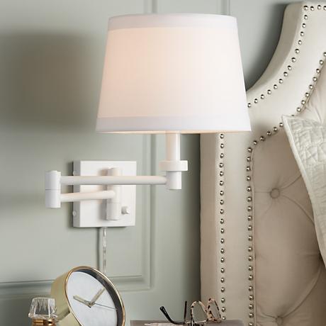 Vero White Plug-In Swing Arm Wall Lamp - #07097 Lamps Plus