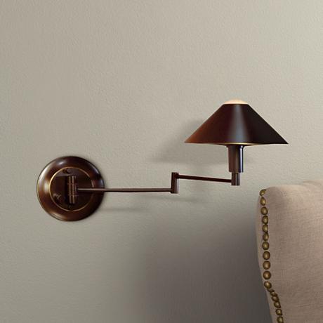 Holtkoetter Bronze Finish Metal Shade Swing Arm Wall Lamp - #09102 Lamps Plus