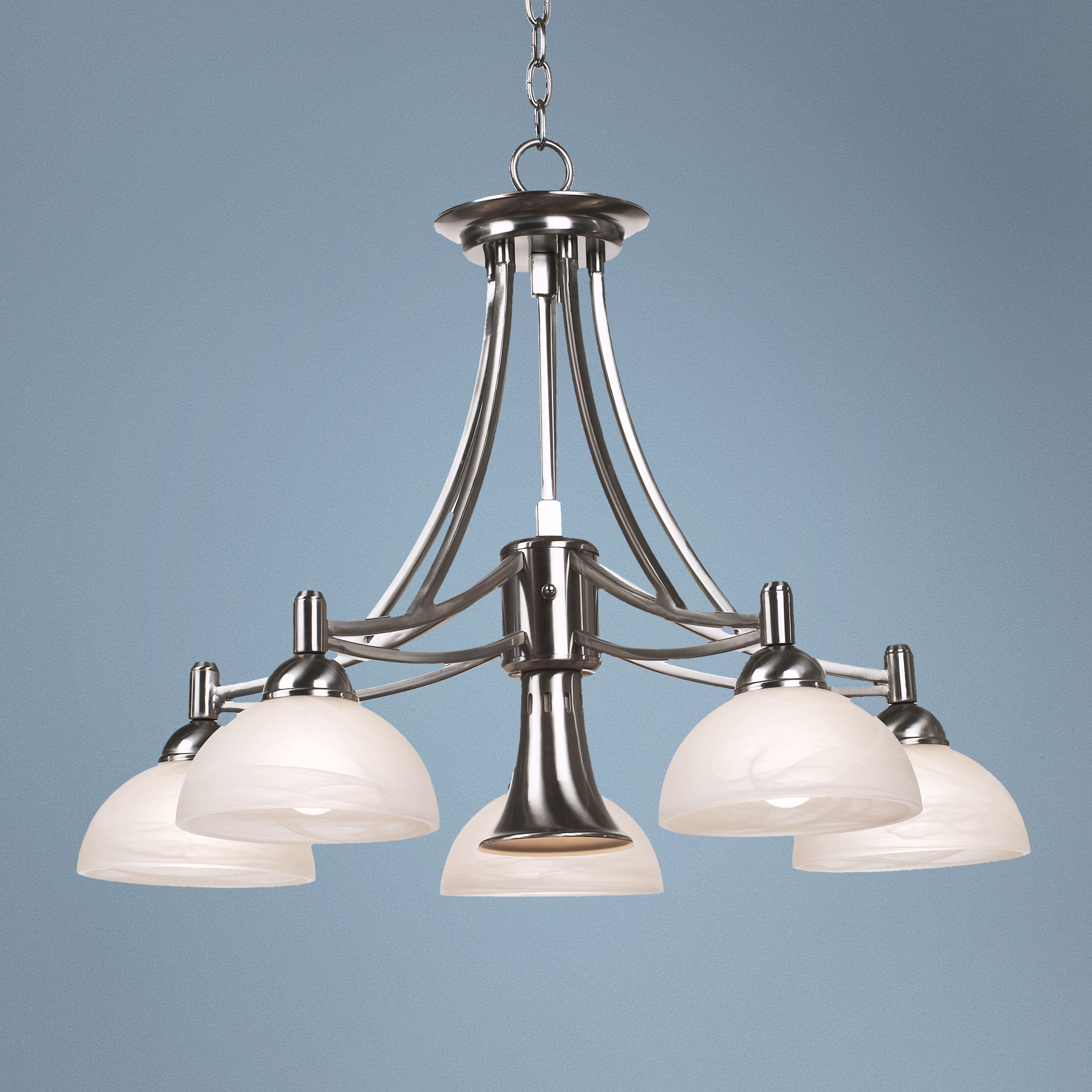 Contemporary Brushed Nickel Downlight Chandelier