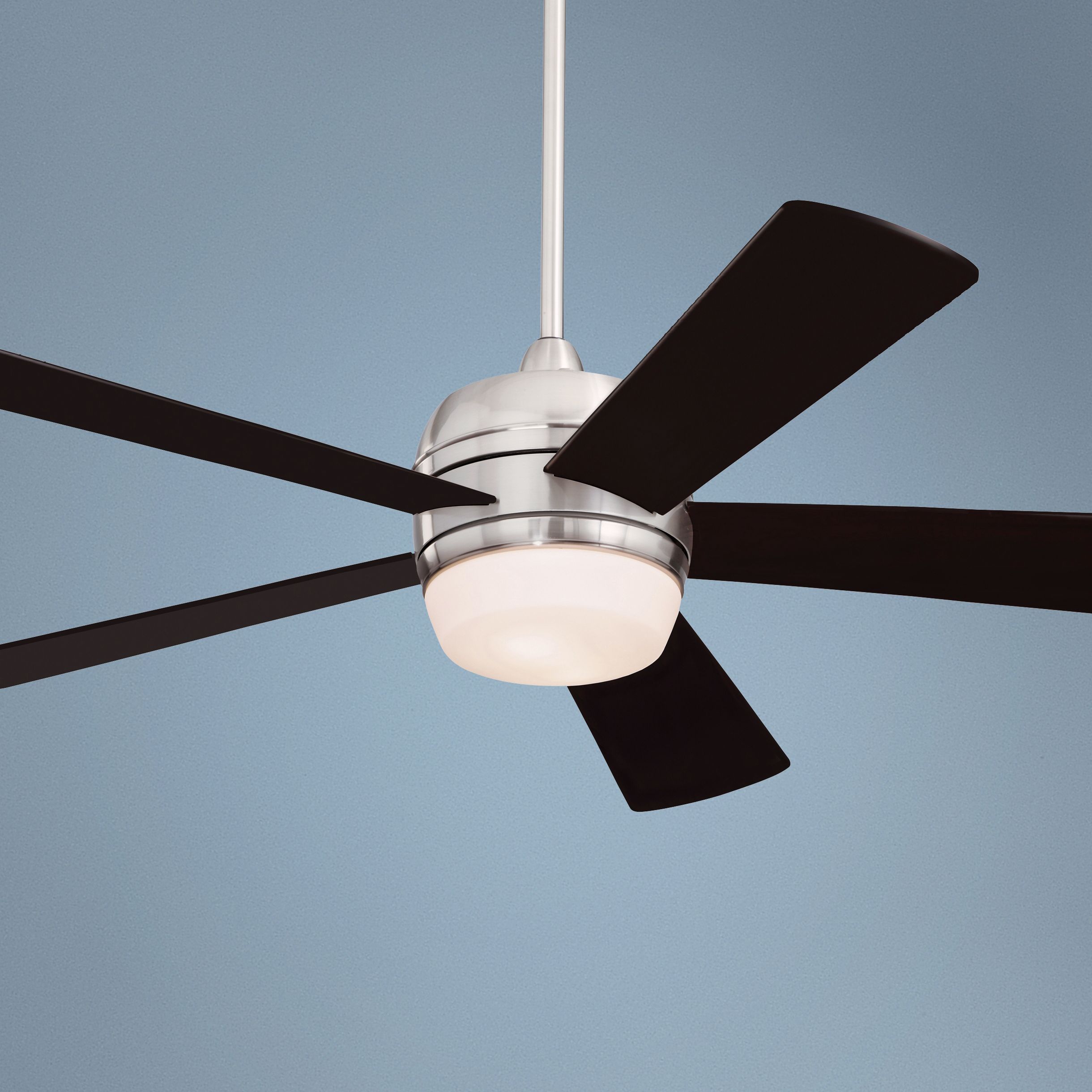 52" Atomical Brushed Steel Black Blades Ceiling Fan