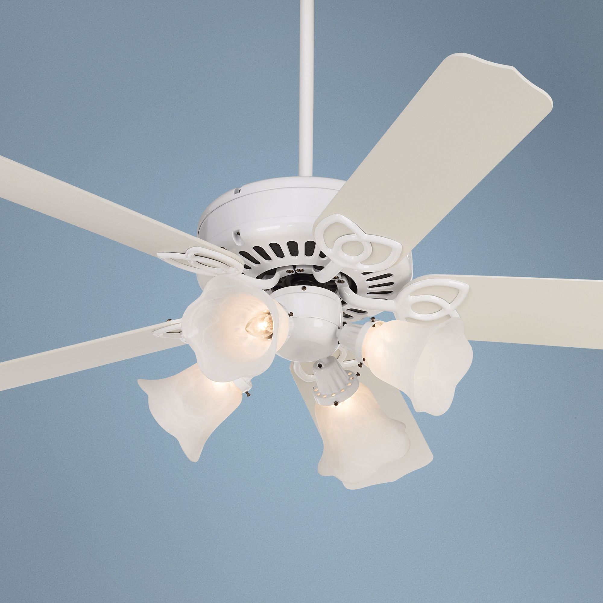 52" Lexington White Marbleized Scalloped 4-Light Ceiling Fan